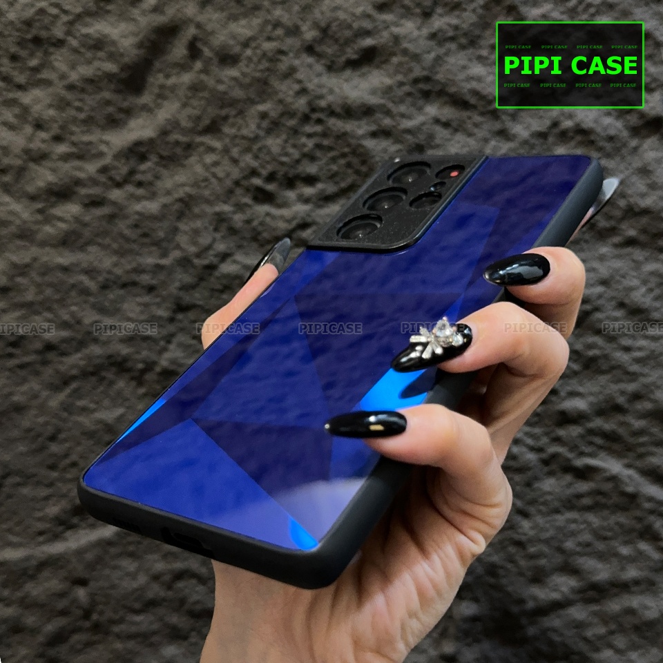 Ốp Lưng Samsung S21 Ultra 5G - Kim Cương 6D - Xanh Dương