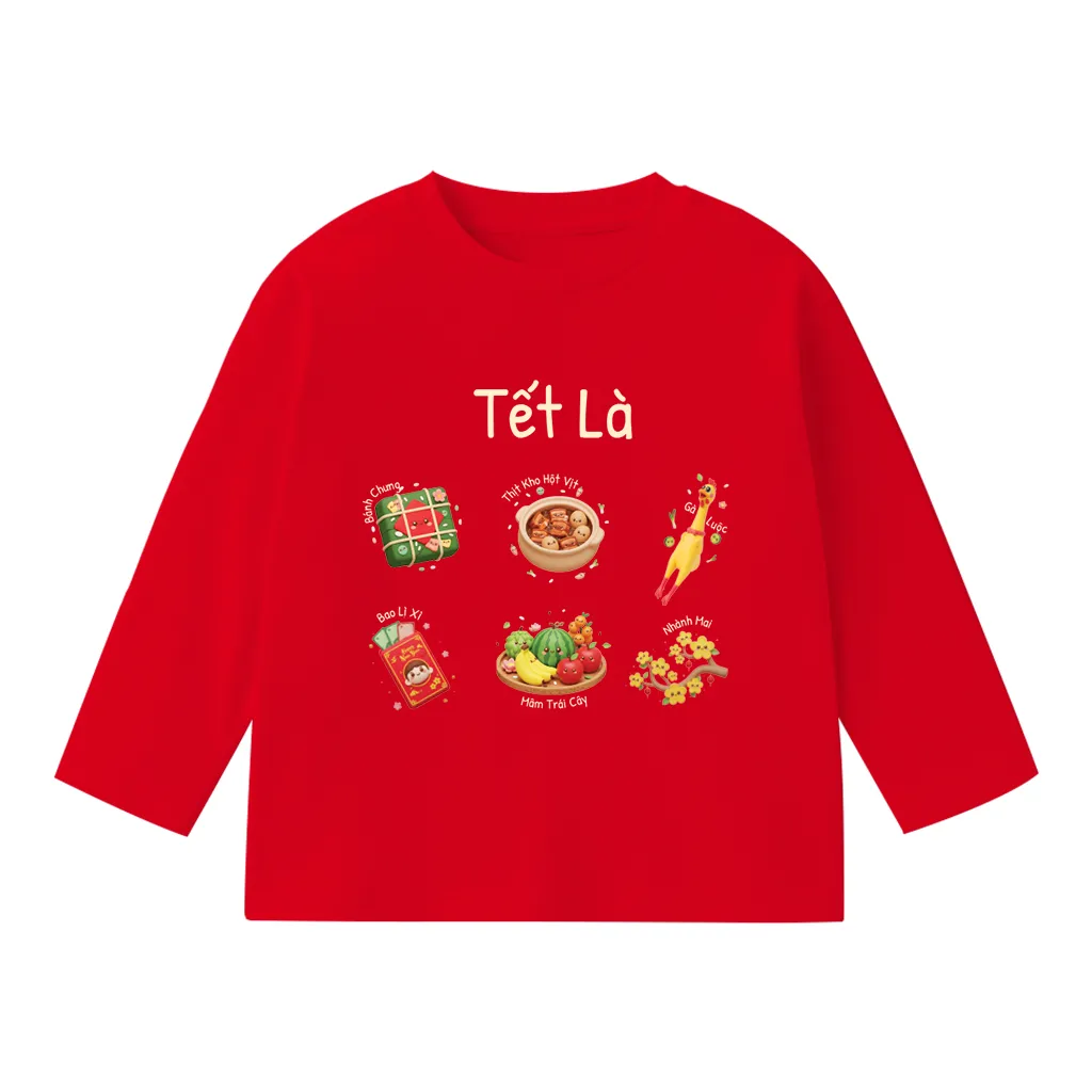 Áo thun kid tay dài form rộng Kado vải cotton thoáng mát mềm mại Tết đến bé vui in mix 2921_thumbnail_12