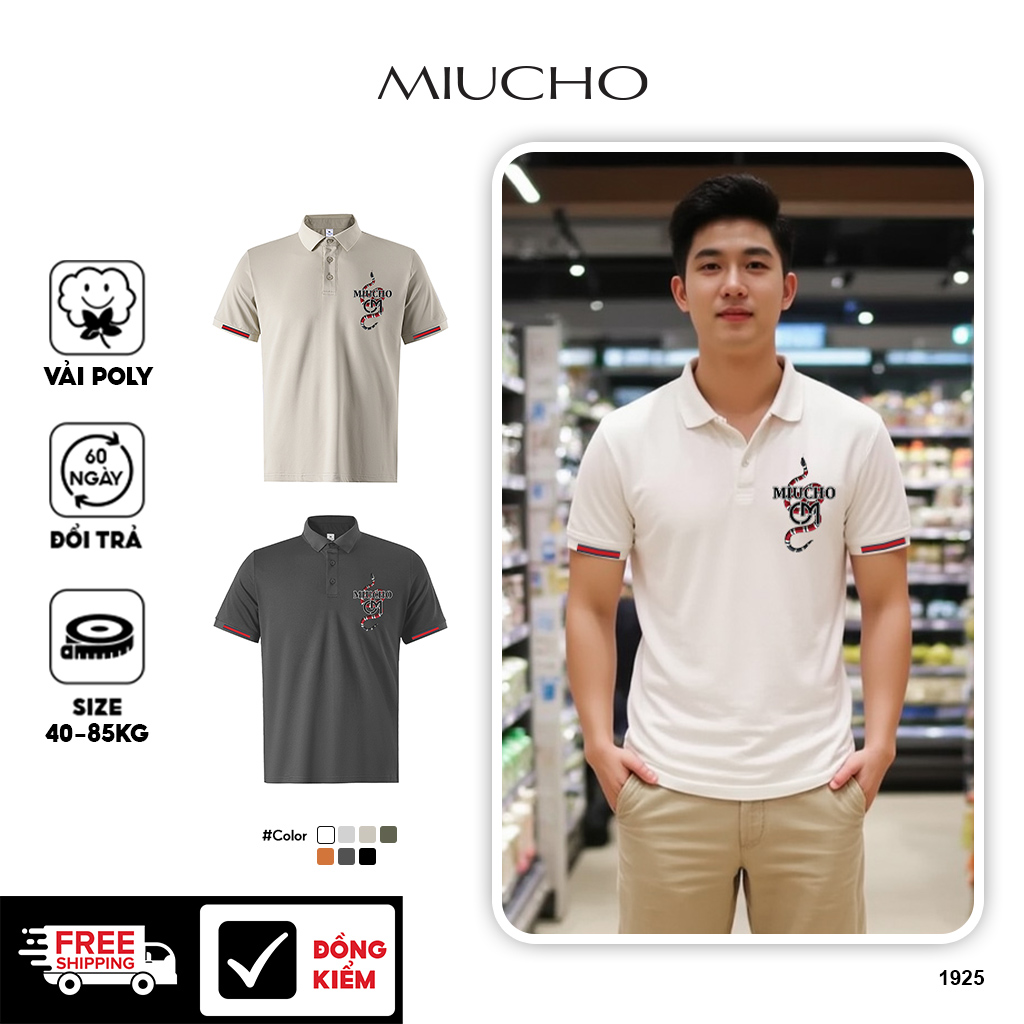 Áo polo nam form vừa 1925 Miucho Iconic vải cá sấu đứng form thoáng mát in basic_thumbnail_1