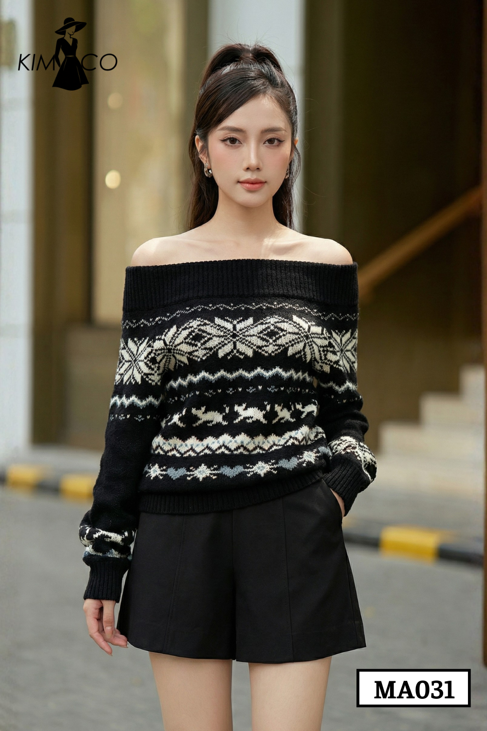 Áo Len Trễ Vai Nữ Tính - MA031