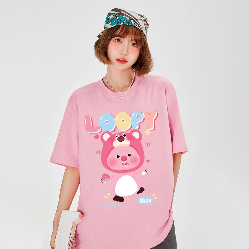 Áo thun Loopy Hải Ly form rộng ATD645 Miucho cotton cổ tròn in artwork_thumbnail_2