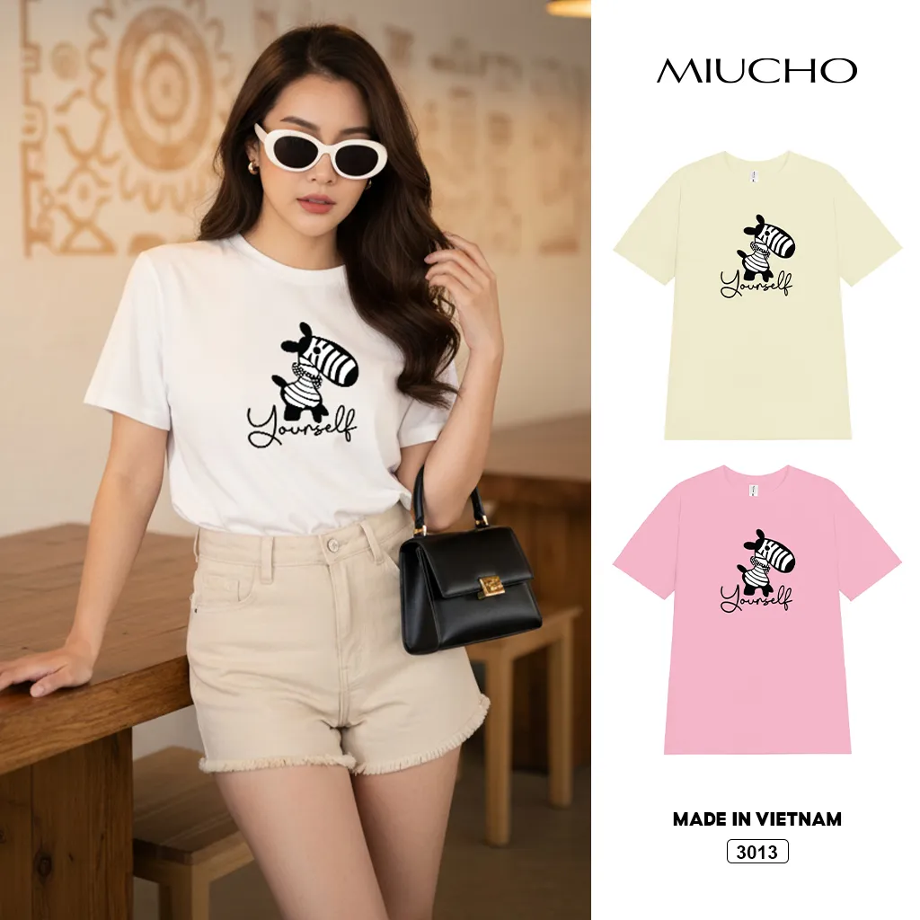 Áo thun Tết Bính Ngọ form vừa Miucho Chic vải co giãn 4 chiều thoáng mát in mix 3013