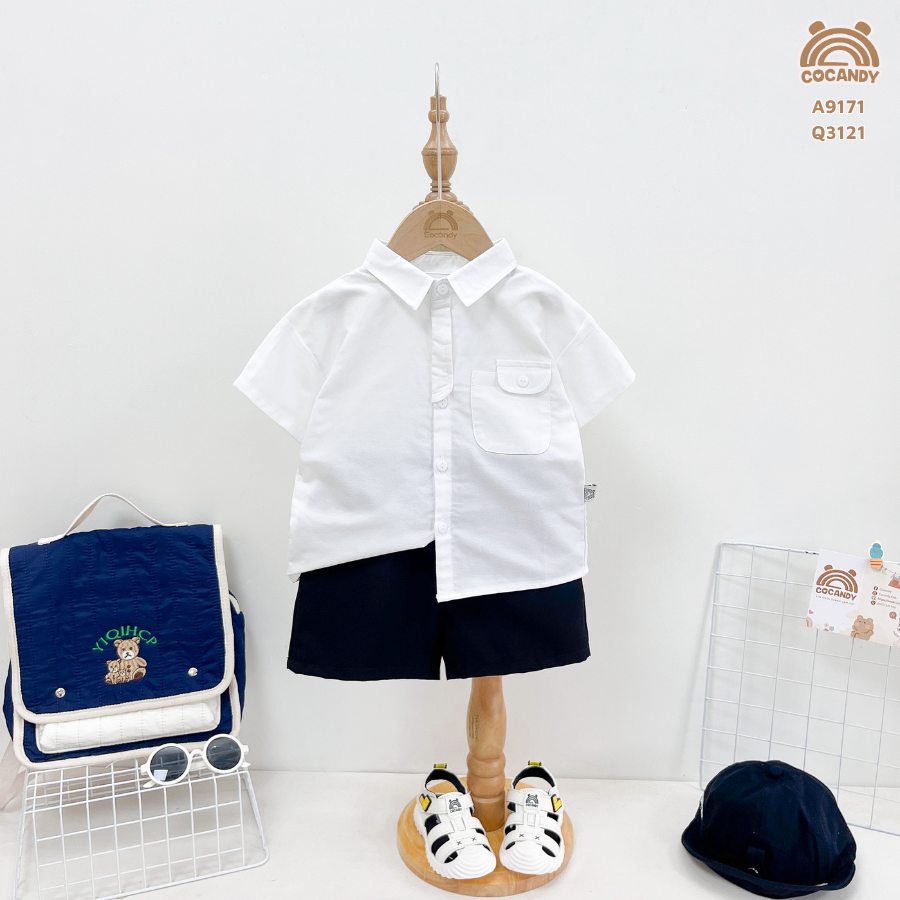 Áo cộc sơ mi TRẮNG nắp túi lệch_thumbnail_1