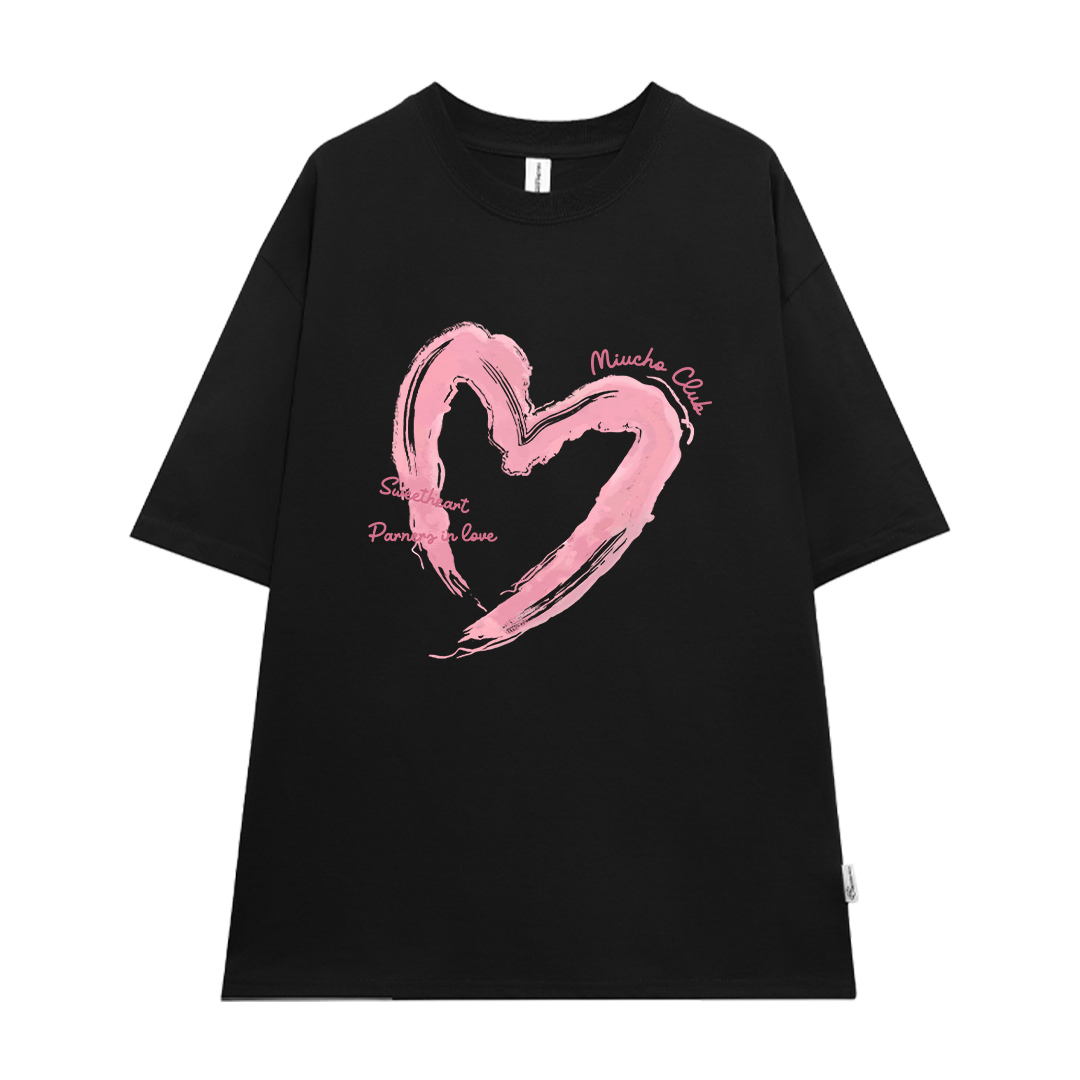 Áo thun cặp nam nữ trái tim form rộng 1941 Miucho cổ tròn vải 4c cotton 220gsm thoáng mát in mix_thumbnail_15