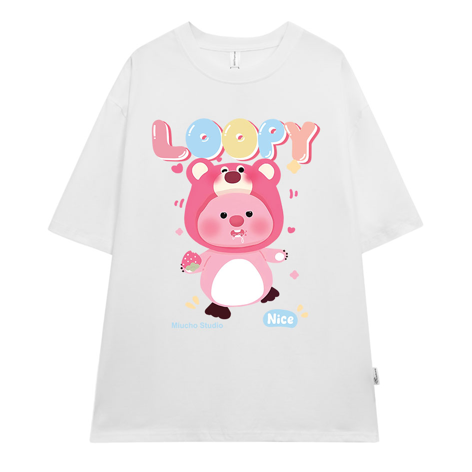 Áo thun Loopy Hải Ly form rộng ATD645 Miucho cotton cổ tròn in artwork_thumbnail_7