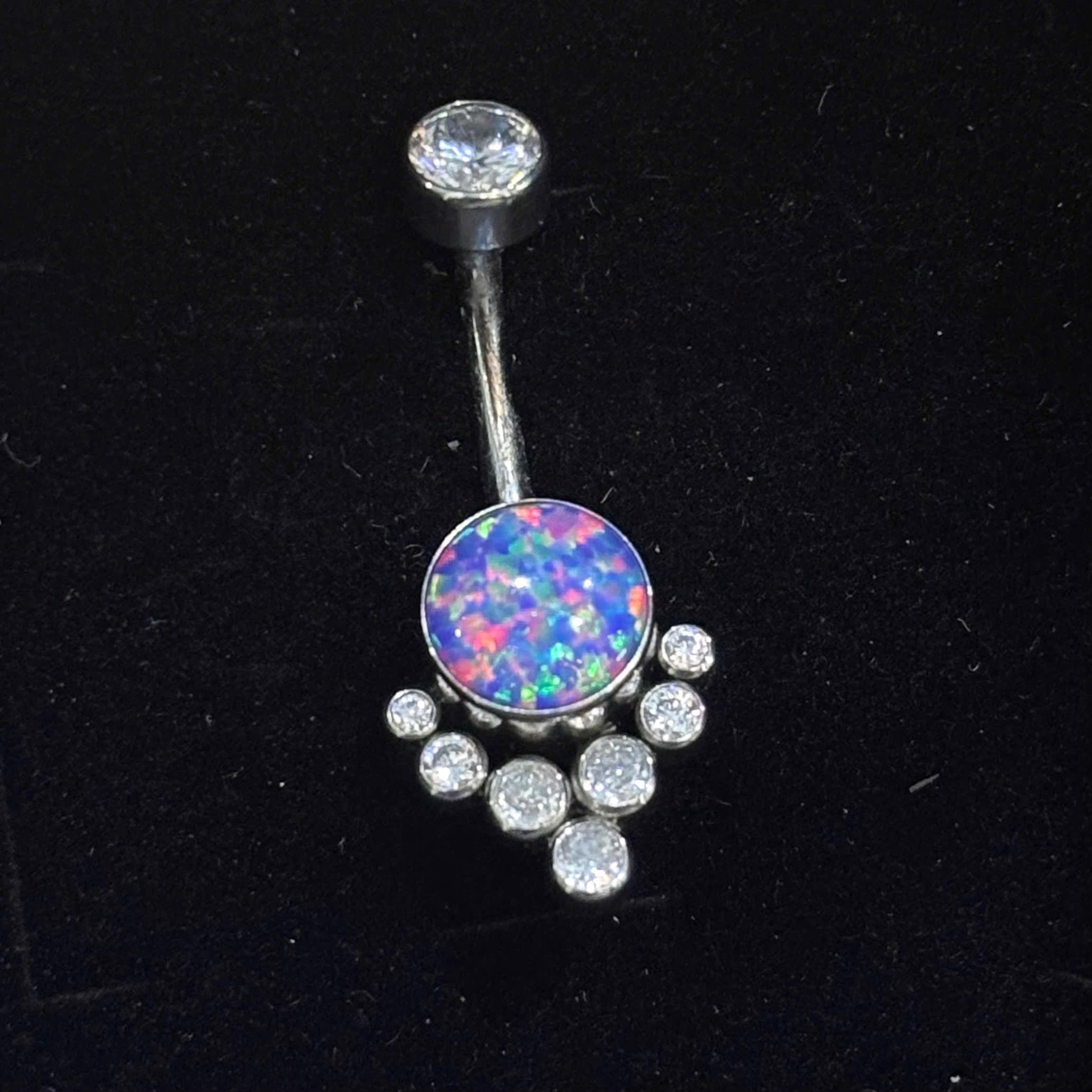 rốn titan đá opal xanh tím kim cương chùm 