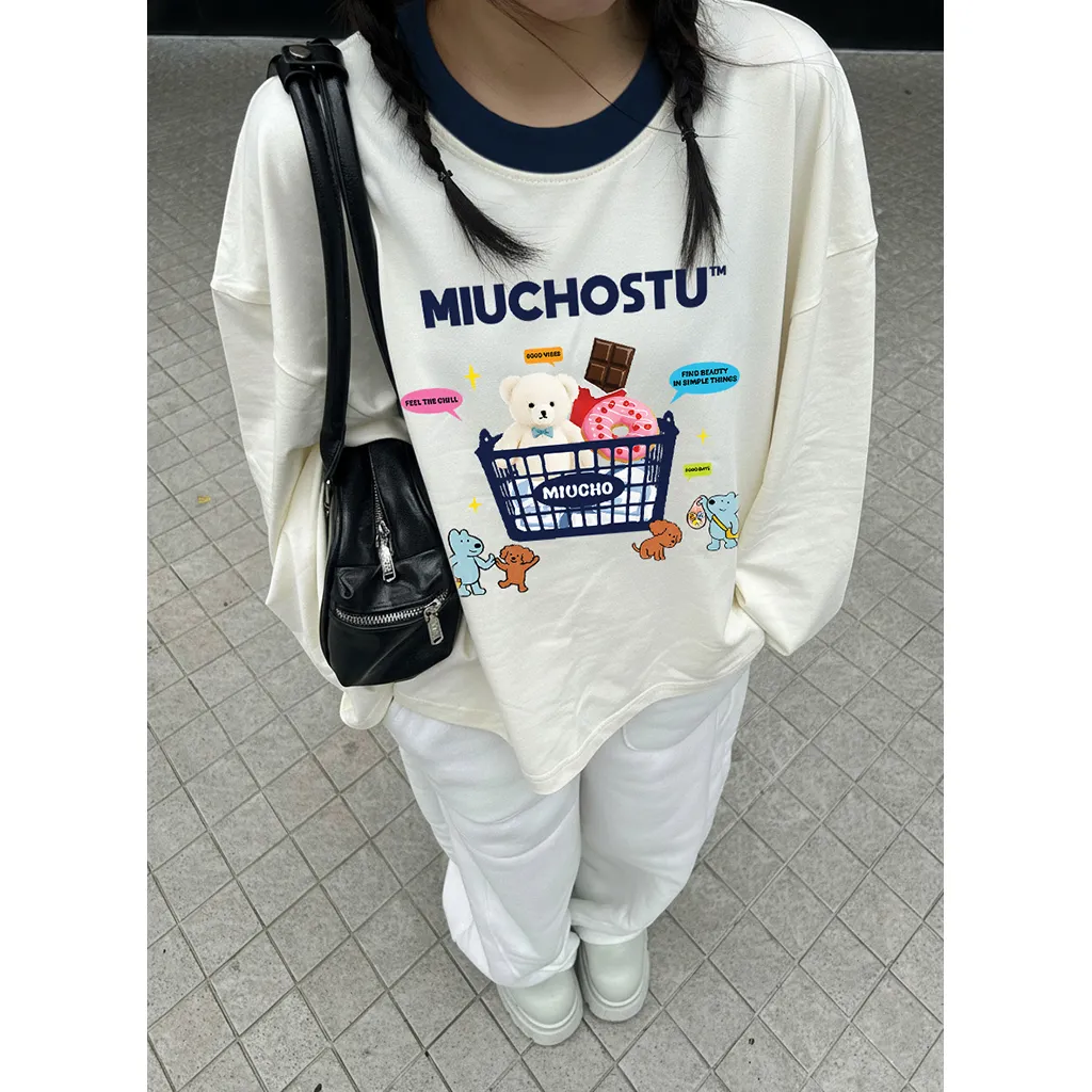 Áo thun unisex form boxy Miucho vải dày dặn thoáng mát tay dài phối cổ mix màu 2811_thumbnail_7