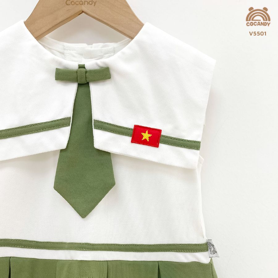 Váy cộc XANH RÊU phối trắng sát nách thủy thủ_thumbnail_2