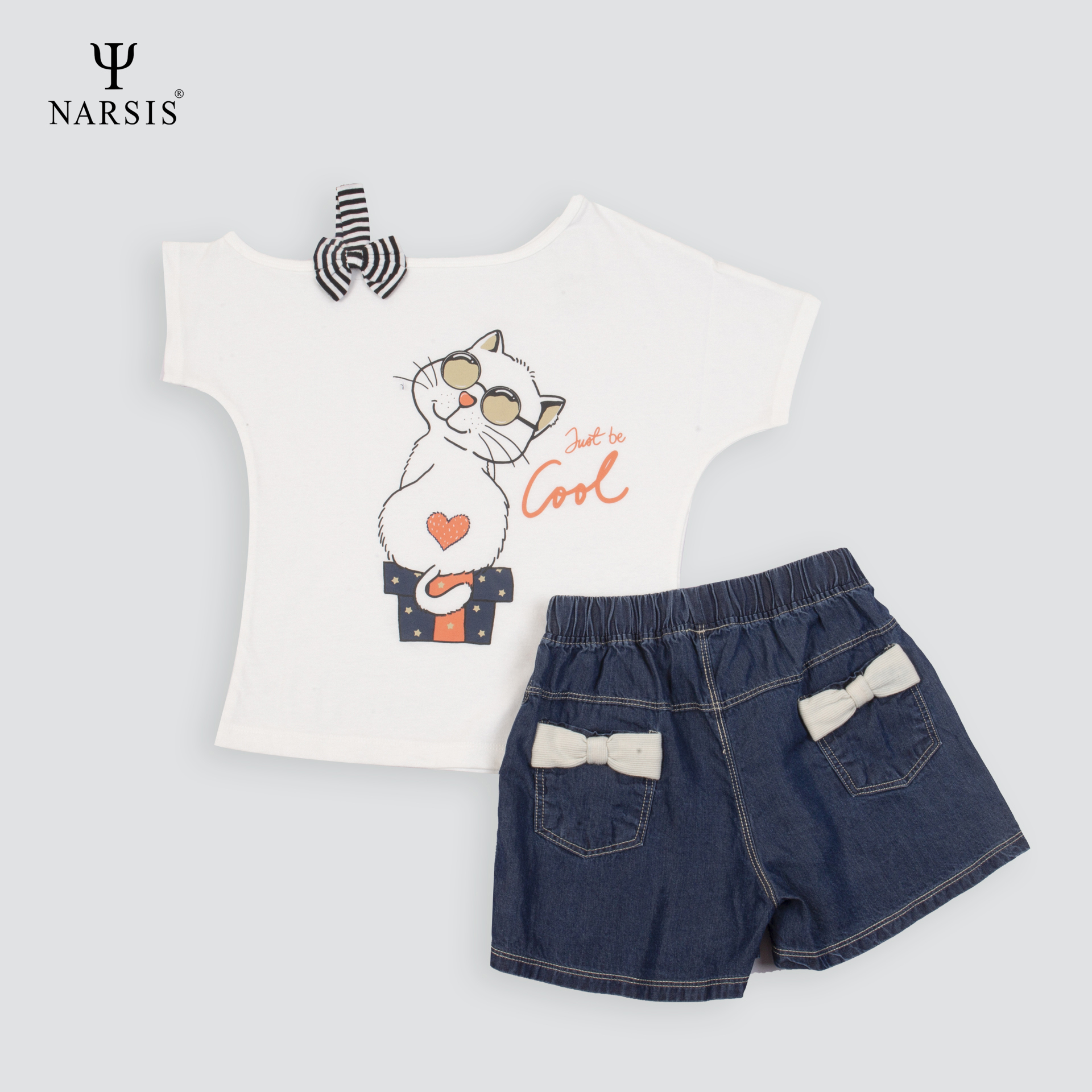 BỘ HÈ BÉ GÁI KM1007 NARSIS CHẤT LIỆU JEAN BỀN BỈ, CÁ TÍNH, TRẺ TRUNG, THỜI TRANG