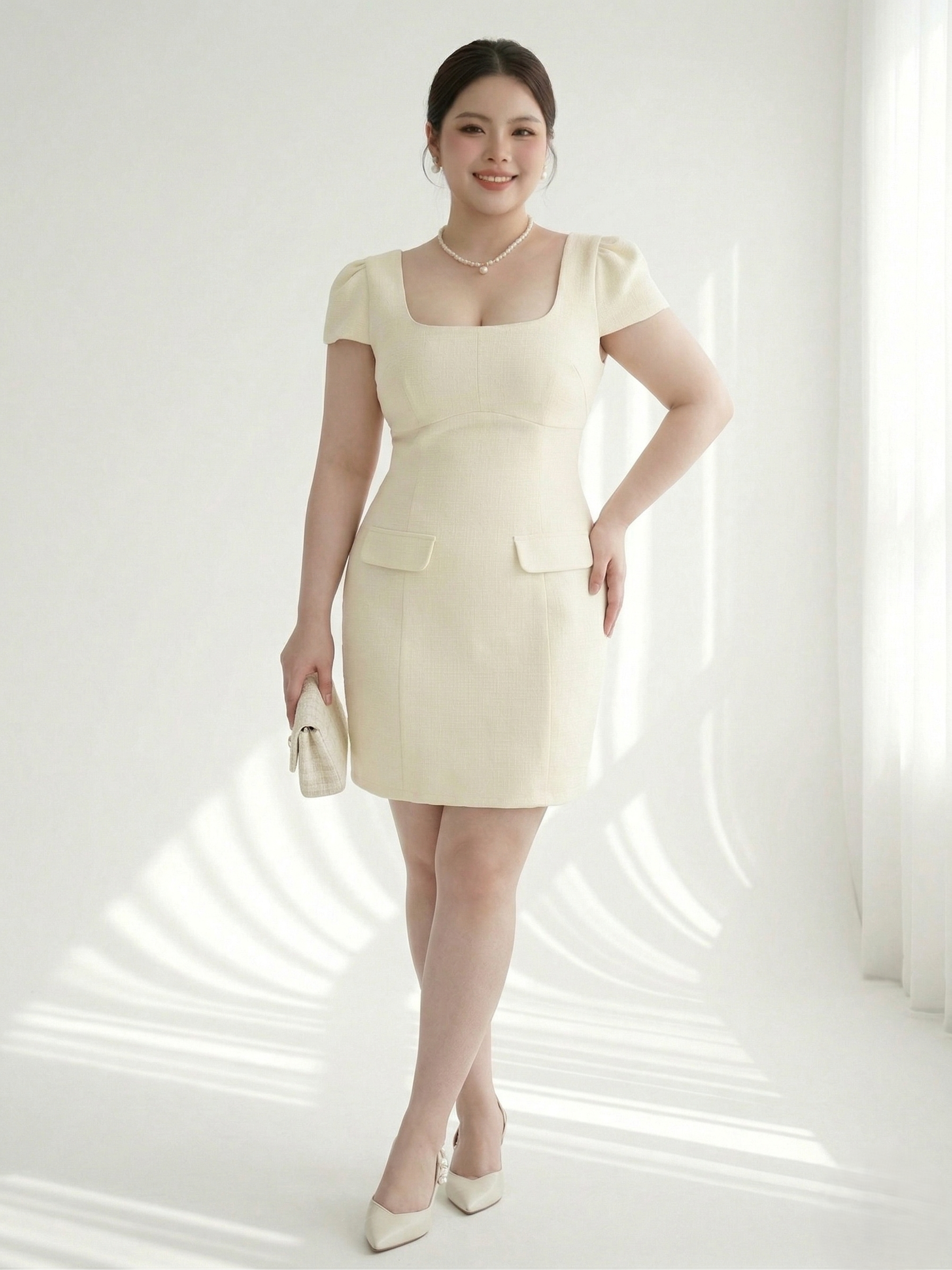 BIGSIZE- Đầm dáng A phối túi V-DA187