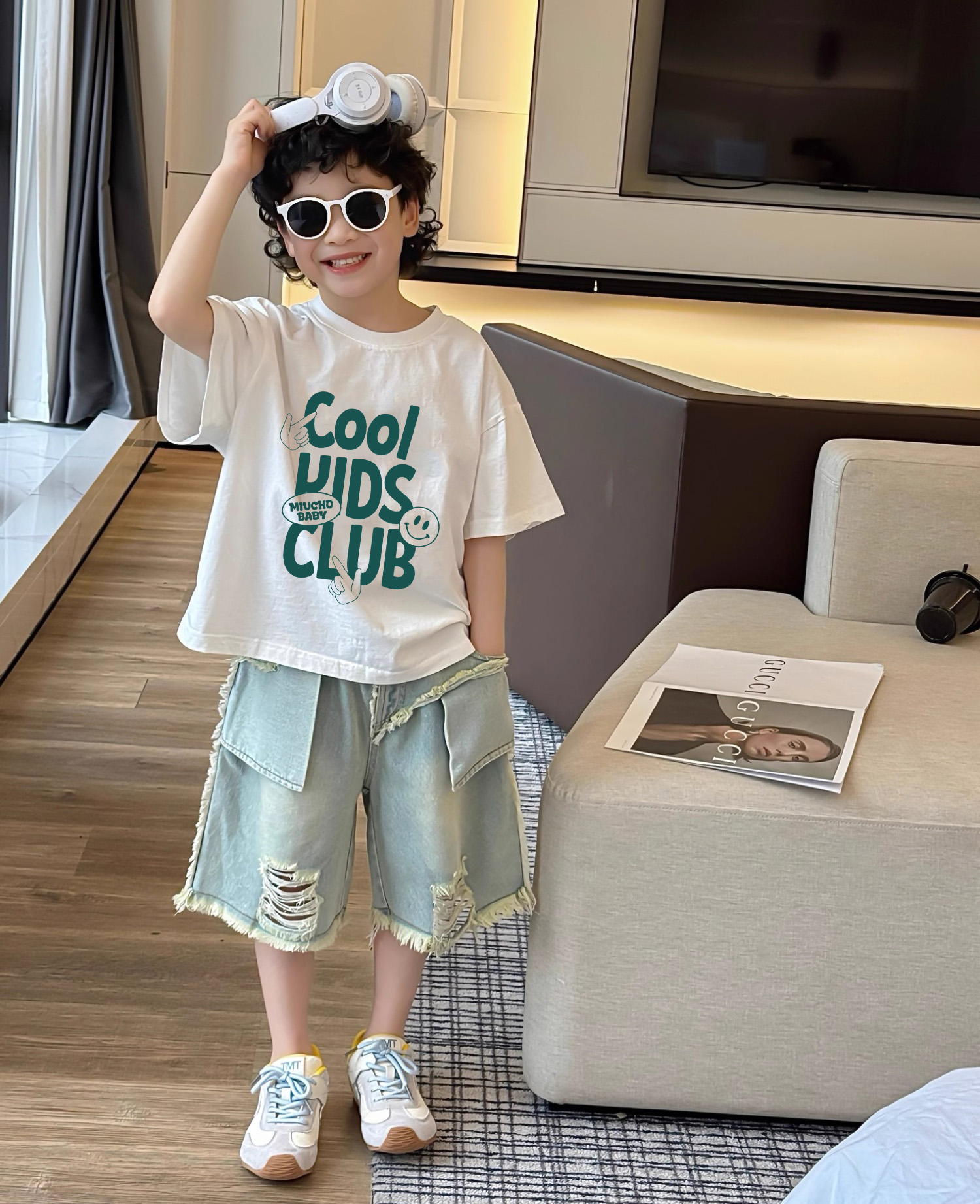 Áo thun cho bé chất vải cao cấp thoáng mát AED2421 Miucho Kid phong cách Hàn Quốc cổ tròn in mix_thumbnail_5