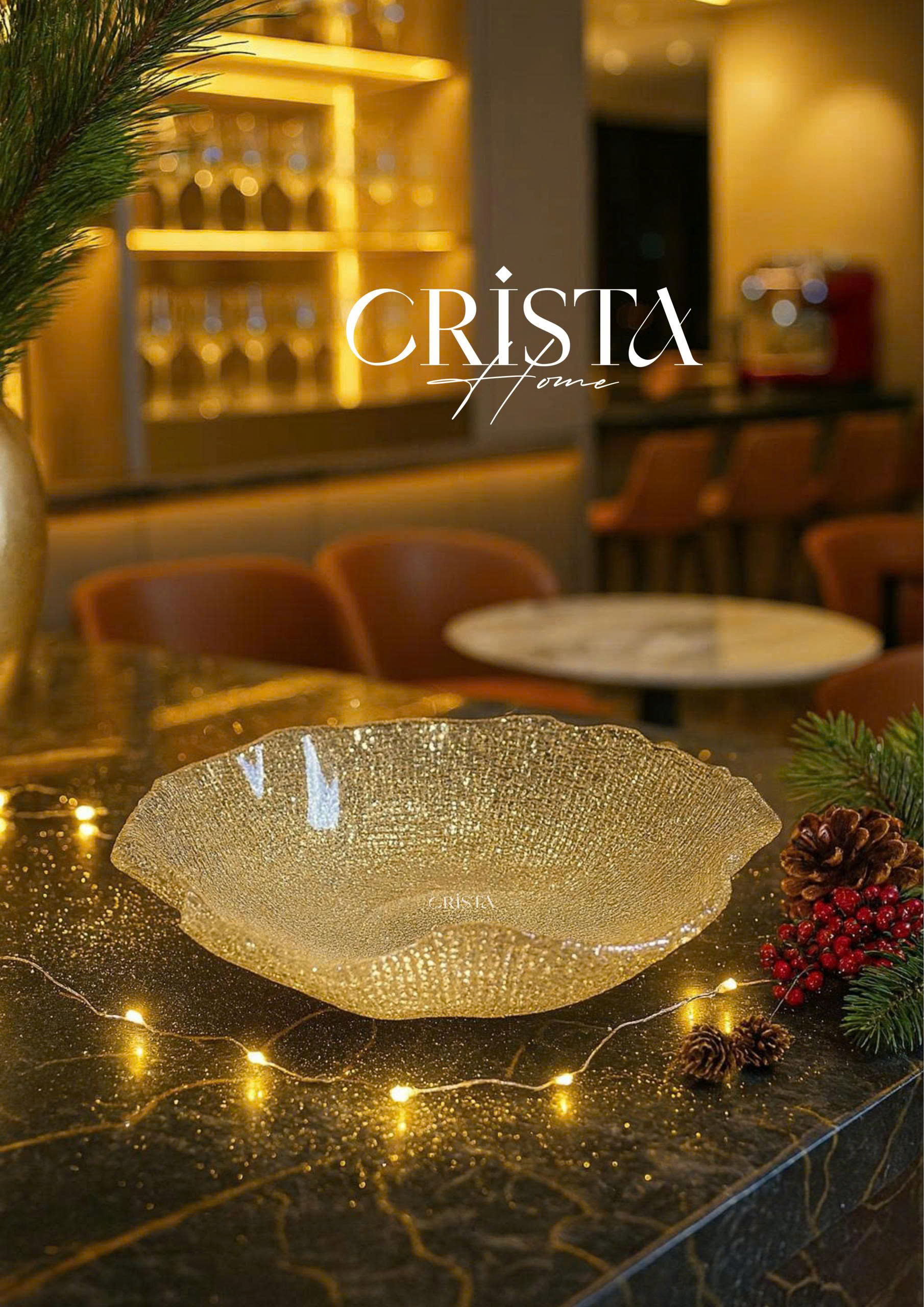 Âu thủy tinh cao cấp CRISTA HOME kiểu lá sen vân lưới size 28 cm_thumbnail_9