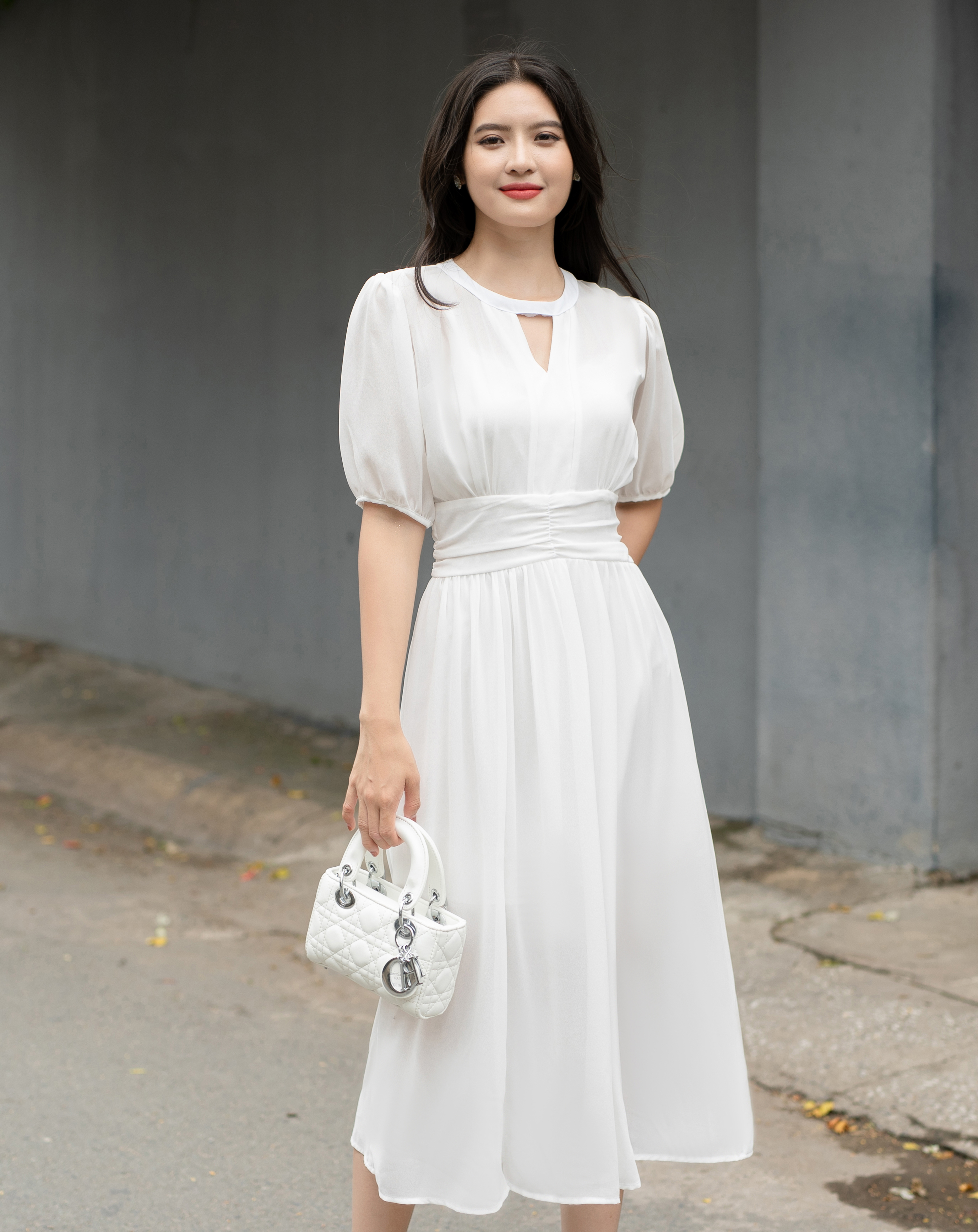 Đầm voan xòe cổ giọt nước xẻ tà xinh xắn_thumbnail_6