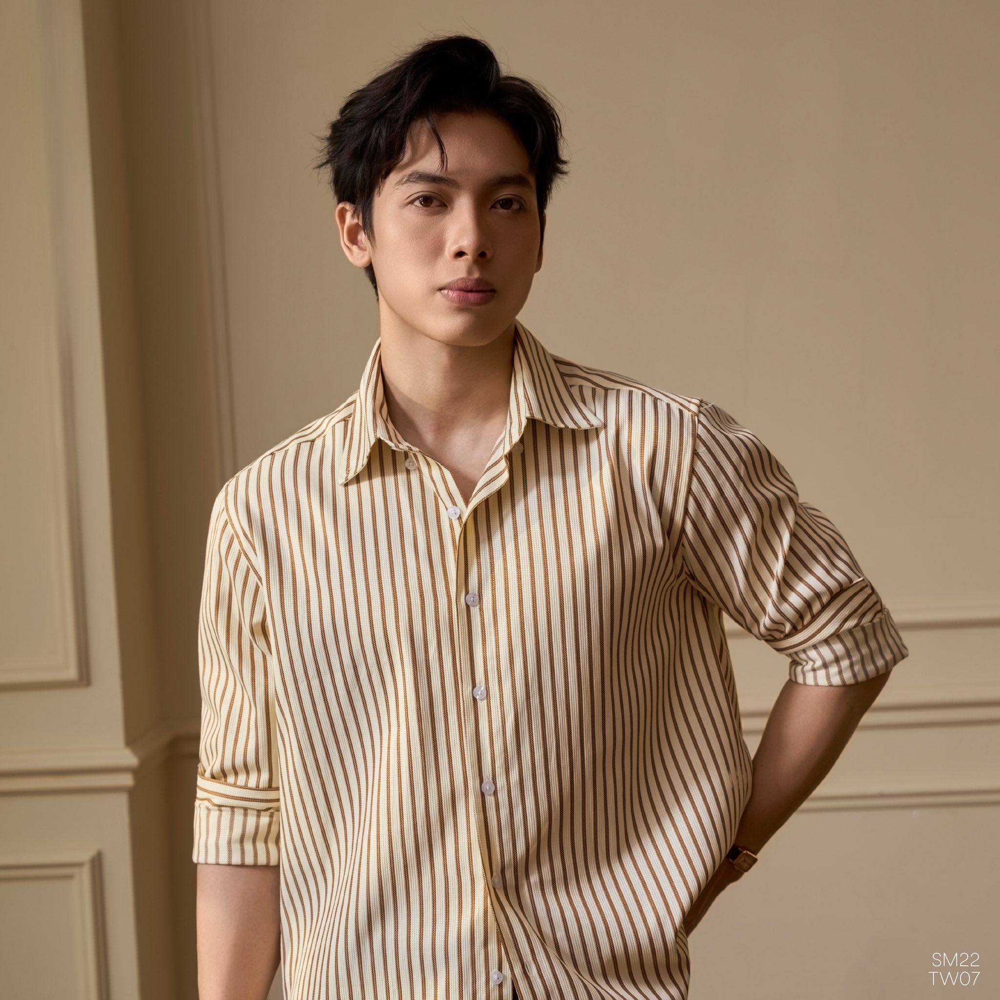 Áo Sơ Mi Dài Tay Henry Striped Vải Kate Form Relaxed_thumbnail_0