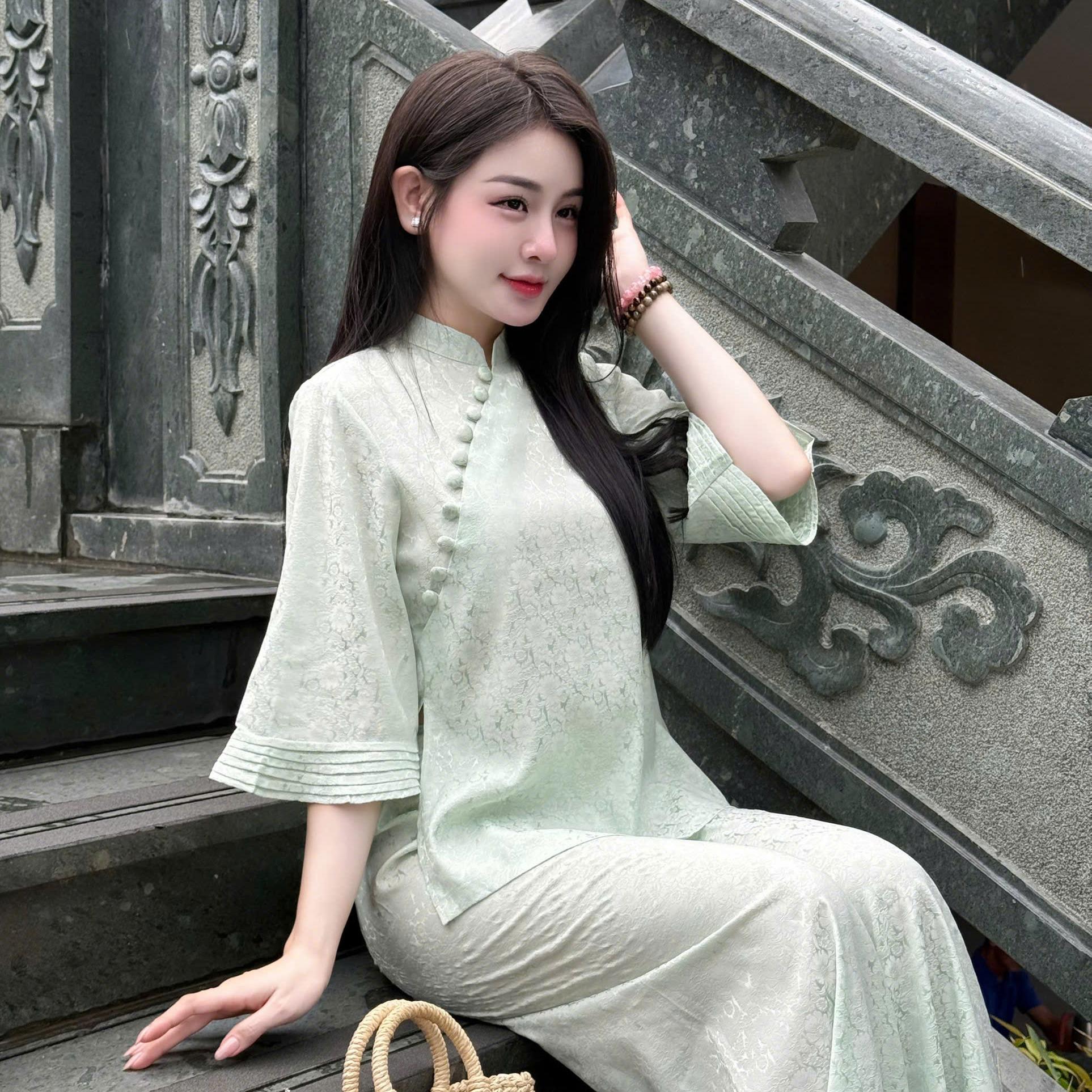 PP342 Pháp phục lễ chùa cao cấp Tinh Nhi tay xếp ly_thumbnail_6