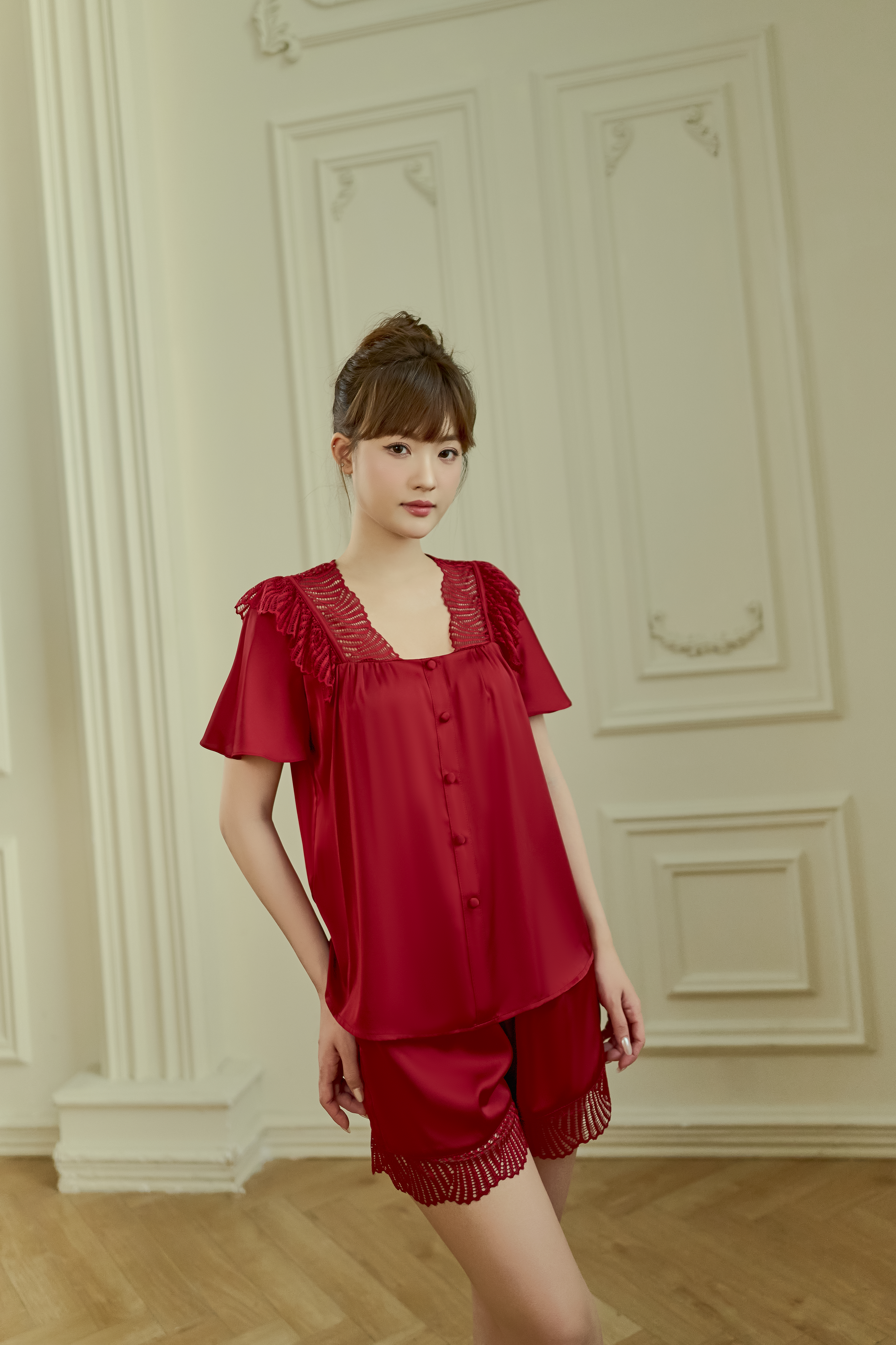 Bộ lụa áo cộc tay, quần cộc BN589_thumbnail_2