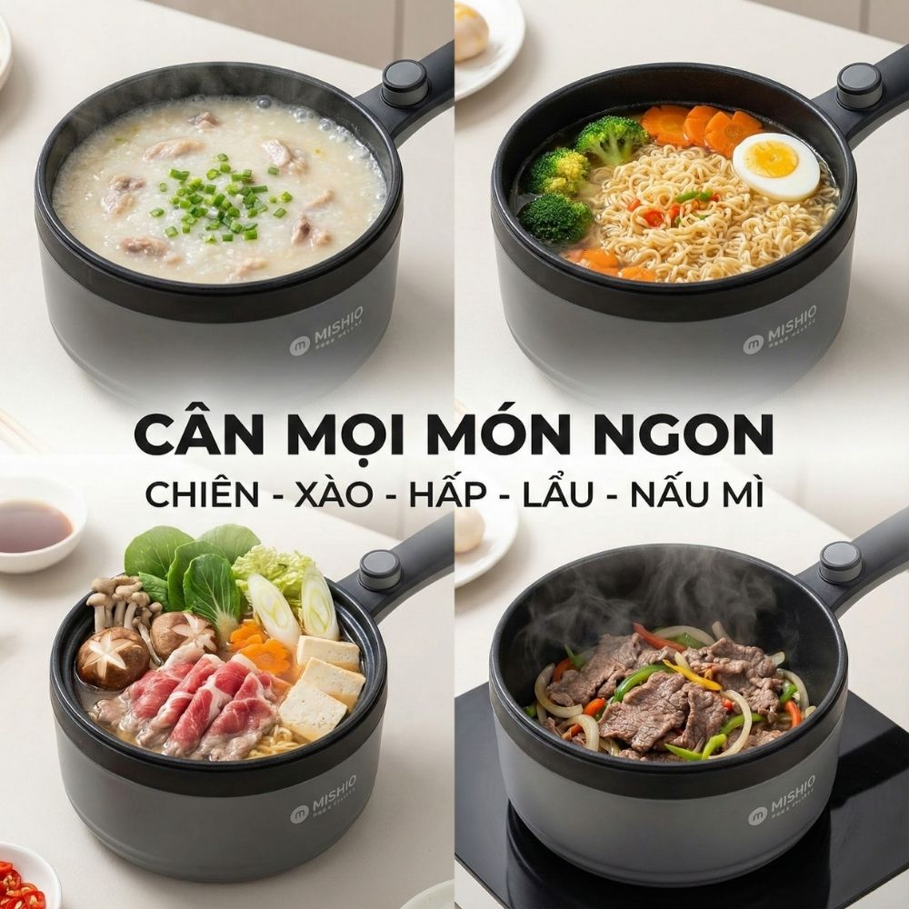 Nồi nấu đa năng Mishio MK321 | Dung tích 1.5L kèm xửng hấp inox 304_thumbnail_2