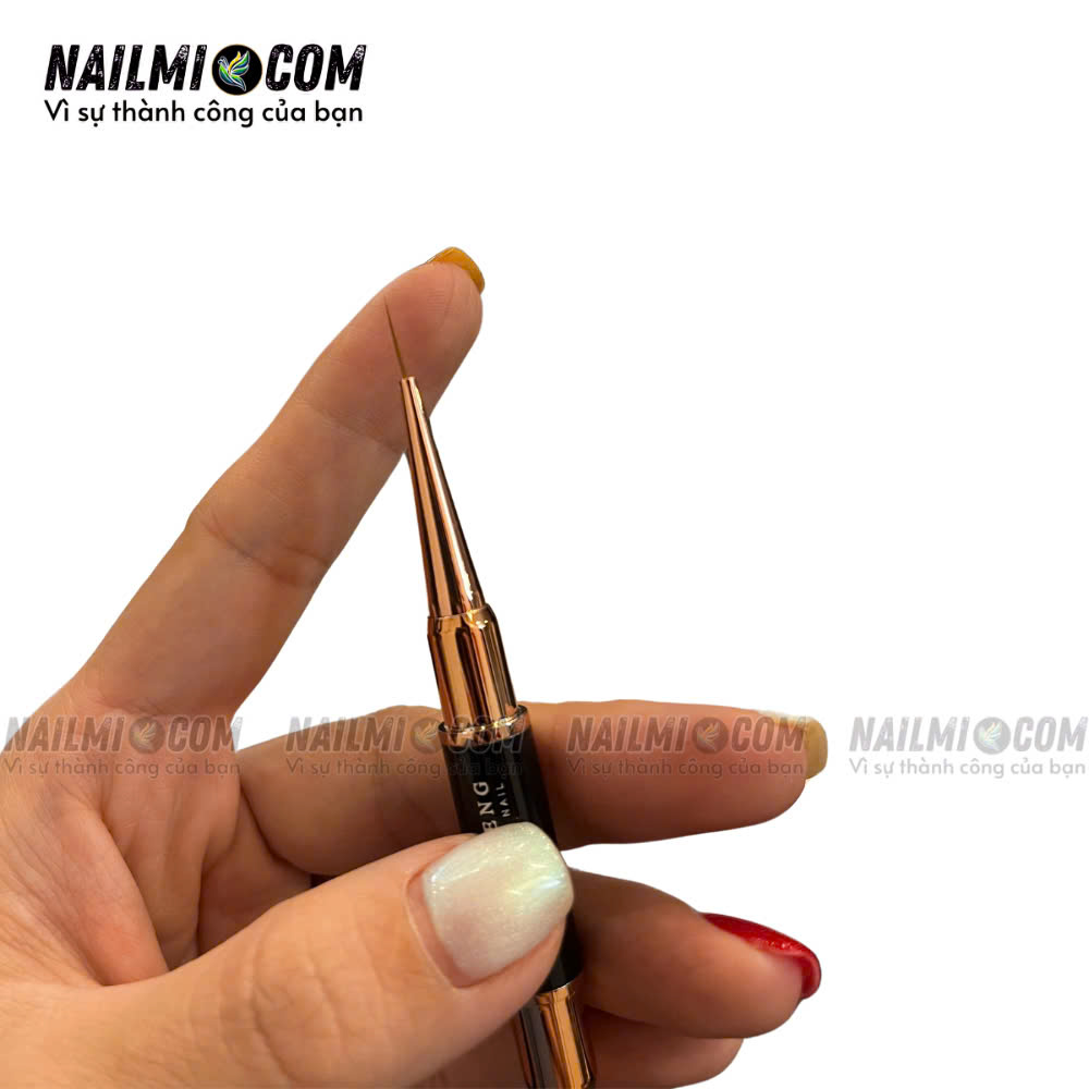 Cọ nét - cọ râu vẽ móng tay - 2 đầu 10&20mm - cán nhôm - Peng Peng