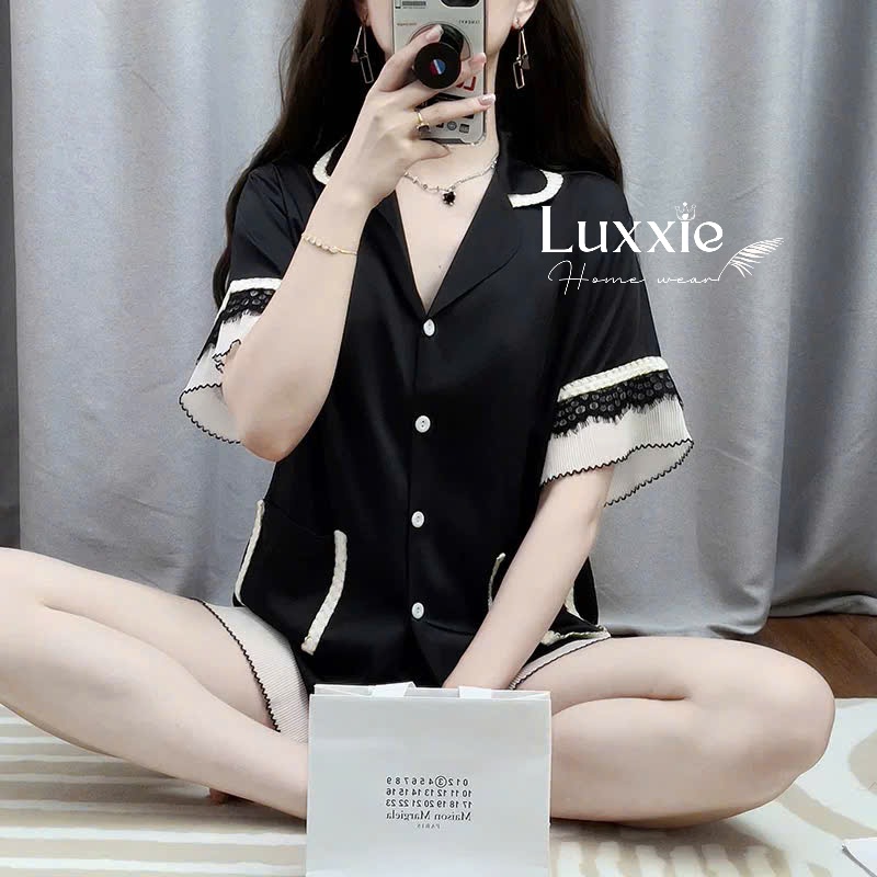 N113C Pijama lụa phối ren túi 2 bên cộc đùi_thumbnail_3