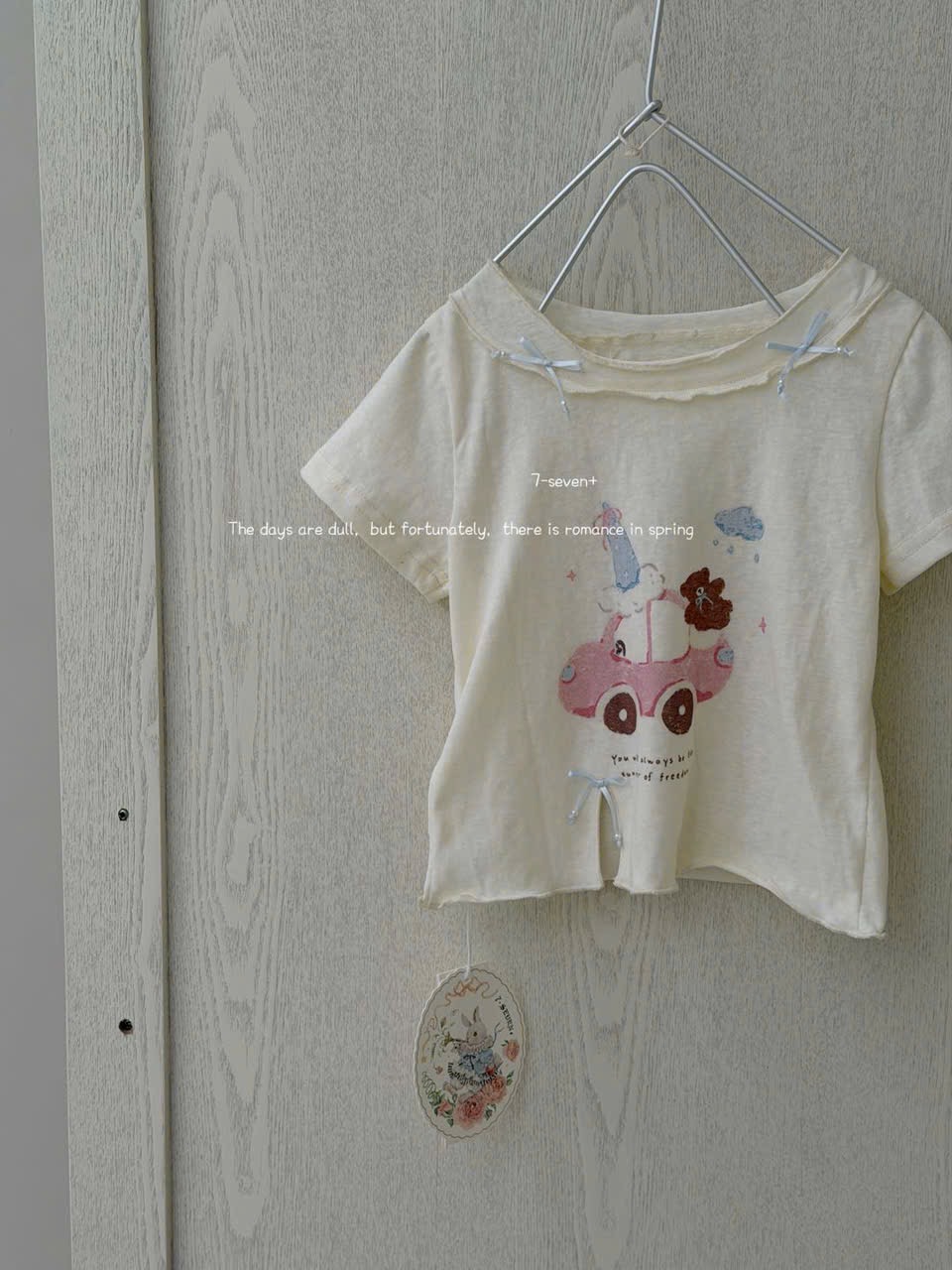 (H85) Áo thun cộc tay cổ thuyền hoạ tiết ô tô hãng Seven