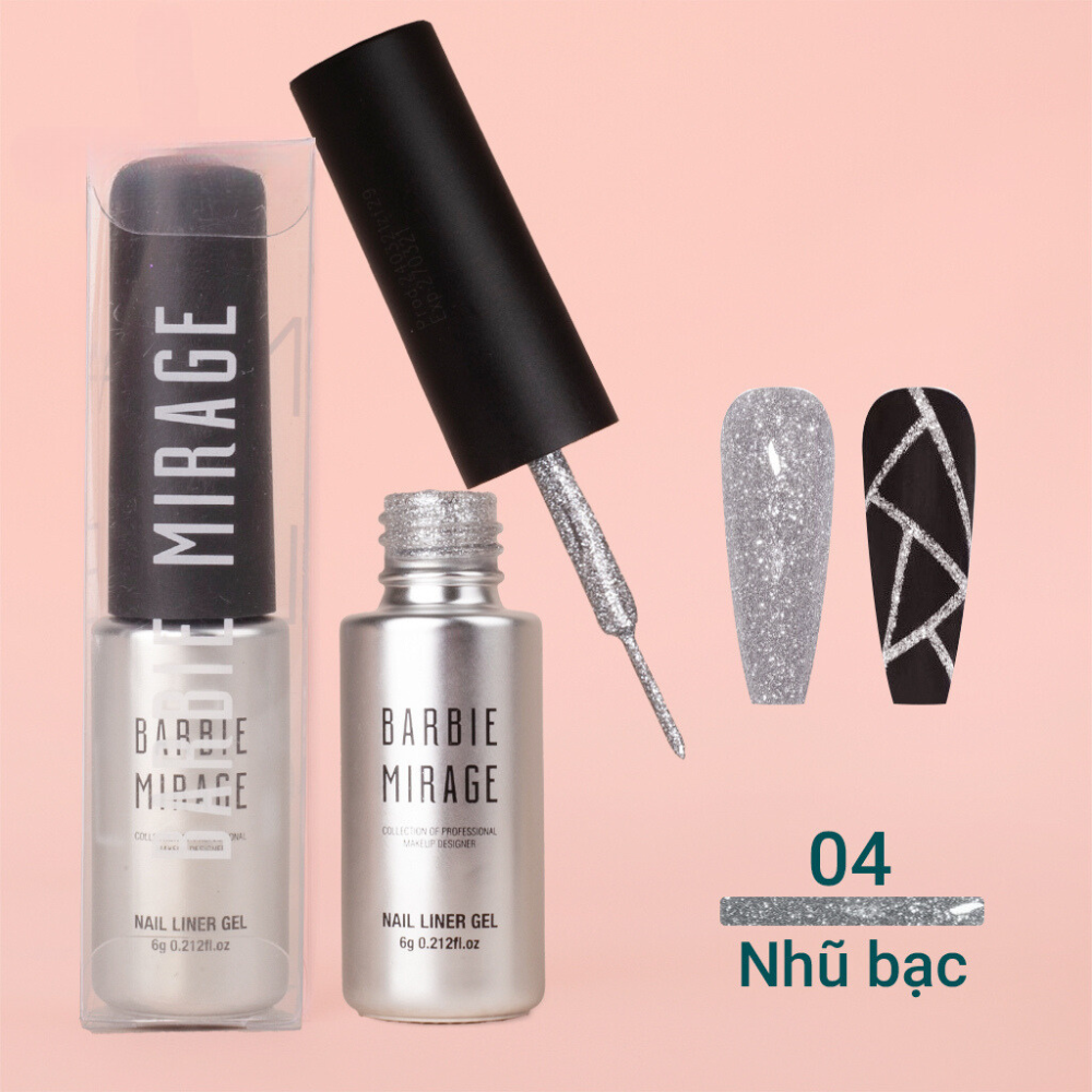 Gel cọ nét Barbie nhũ bạc Silver
