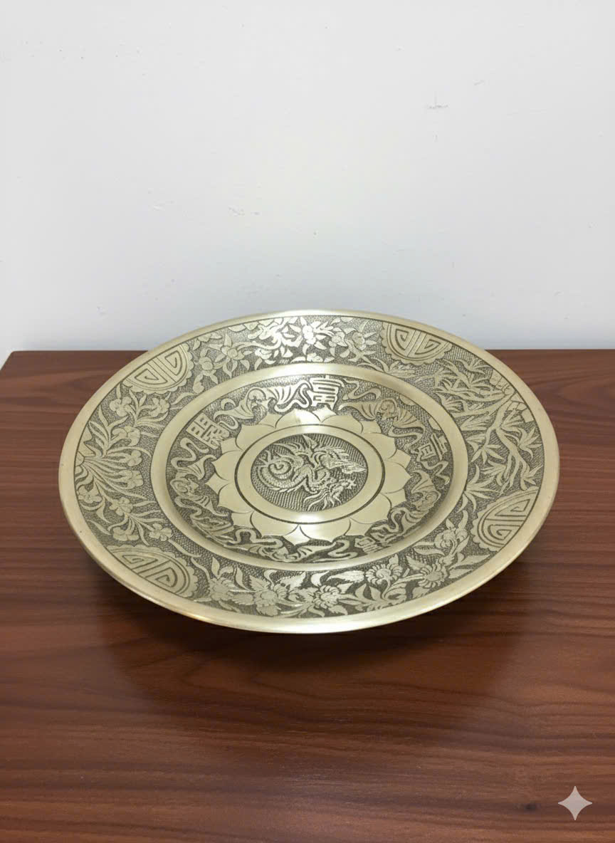 Mâm bồng thờ đúc đồng vàng thau KT 30CM _thumbnail_1