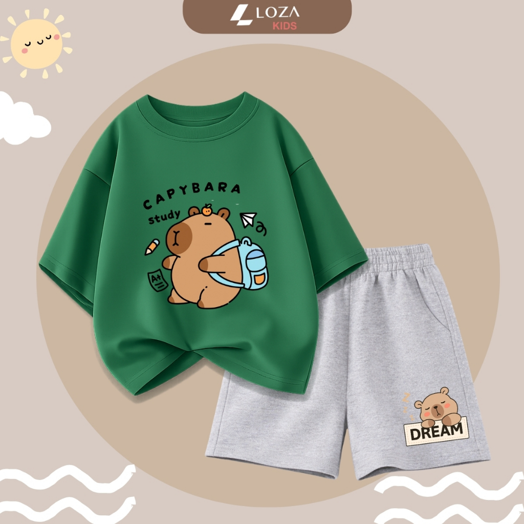 Set bộ bé trai, bé gái hình capybara đeo cặp - Loza Kids SB483_thumbnail_1