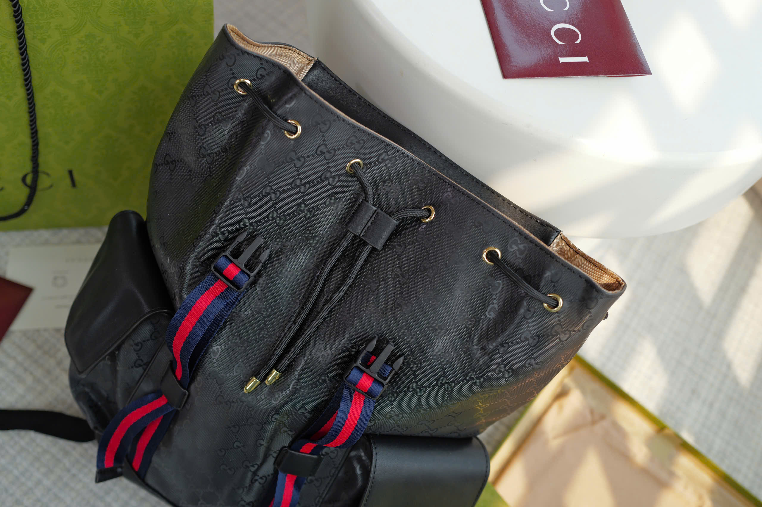 Balo Gucci GG Supreme Canvas Backpack Black_thumbnail_2