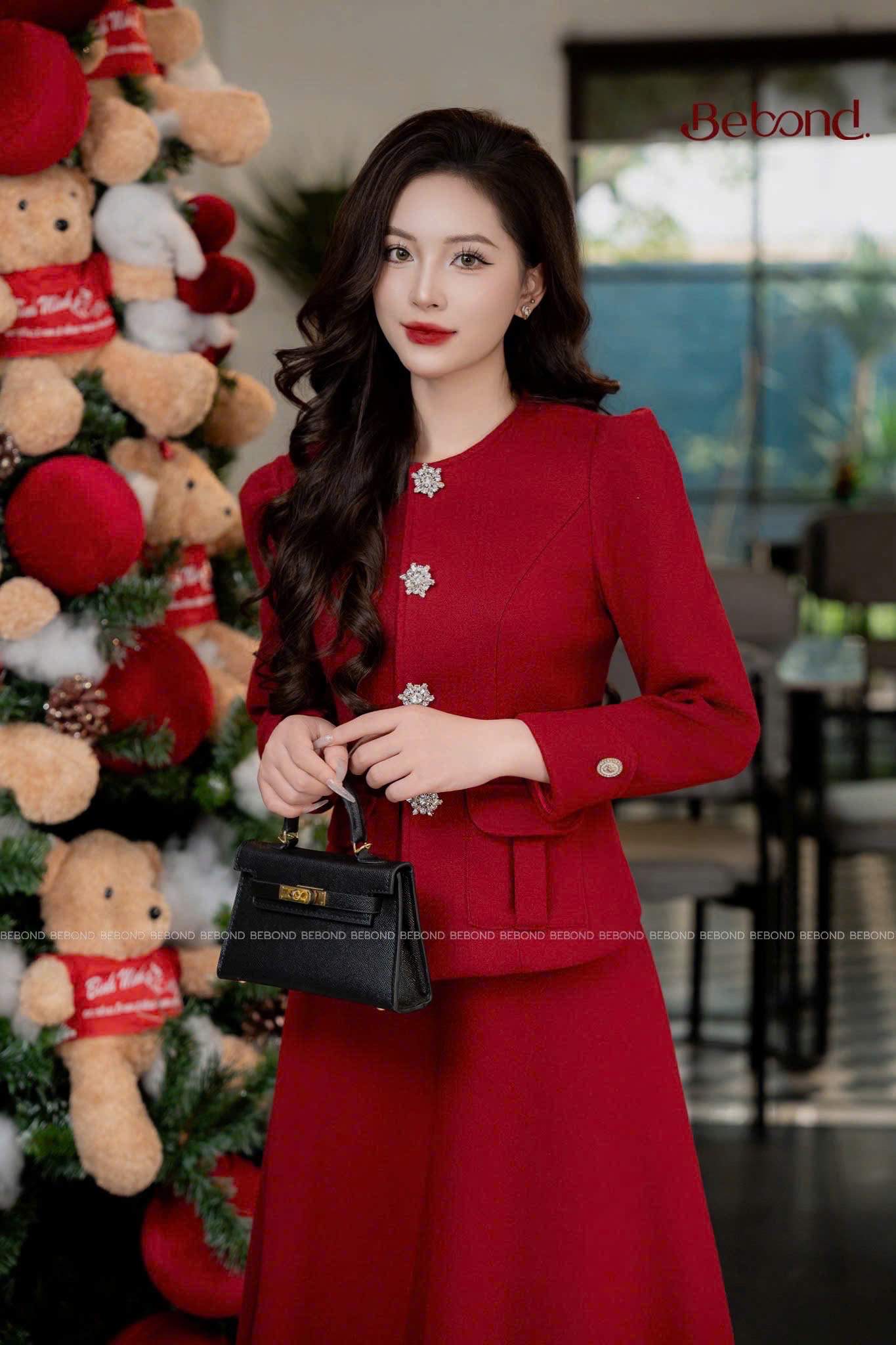 Set vest dạ không cổ FARLEY màu ĐỎ_thumbnail_2