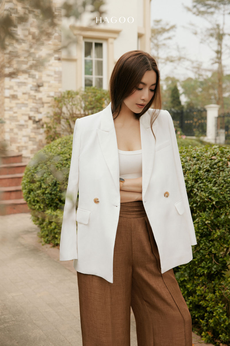 Áo blazer nữ đũi suông HAGOO