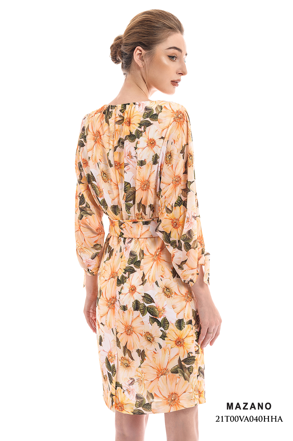 Váy vàng họa tiết liền tay thắt đai_thumbnail_2