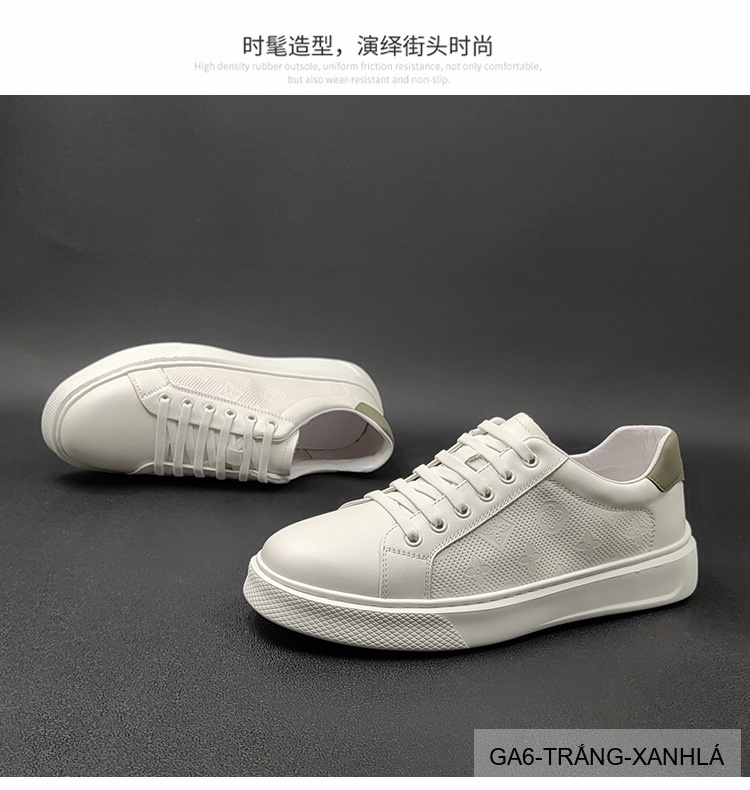GA6 - Giày Sneaker Nam Da Bò Phong Cách Hàn, Đế Bằng Thoáng Khí, Màu Trắng Xanh Lá Đen_thumbnail_11