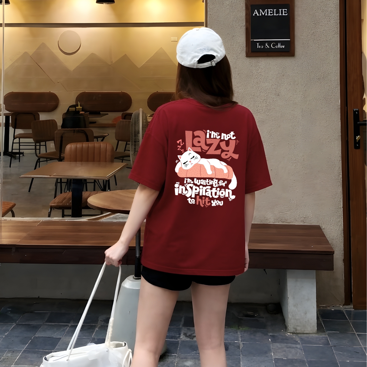 Áo thun unisex UX30-1141 LAZY hình mèo nằm dáng oversized local brand WETEE_thumbnail_4
