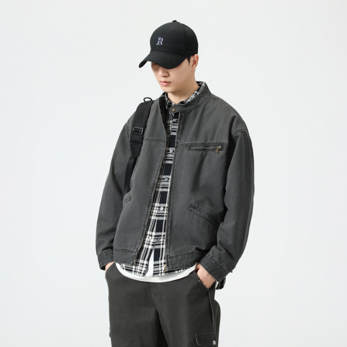 Áo Khoác Denim Đường Phố Cao Cấp Mỹ – Nam 2024  Phong cách Retro – Form Rộng – Thời Trang Xuân Thu – Đi chơi, đi làm, đi xe máy đều đẹp_thumbnail_4