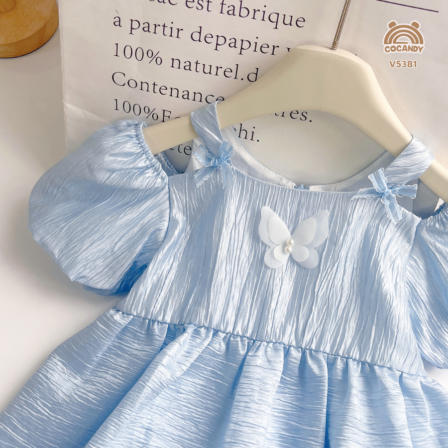 Váy cộc XANH lụa TAY PHỒNG đính hoa_thumbnail_2