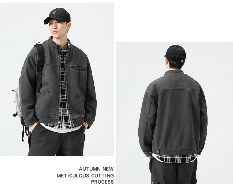 Áo Khoác Denim Đường Phố Cao Cấp Mỹ – Nam 2024  Phong cách Retro – Form Rộng – Thời Trang Xuân Thu – Đi chơi, đi làm, đi xe máy đều đẹp_thumbnail_5