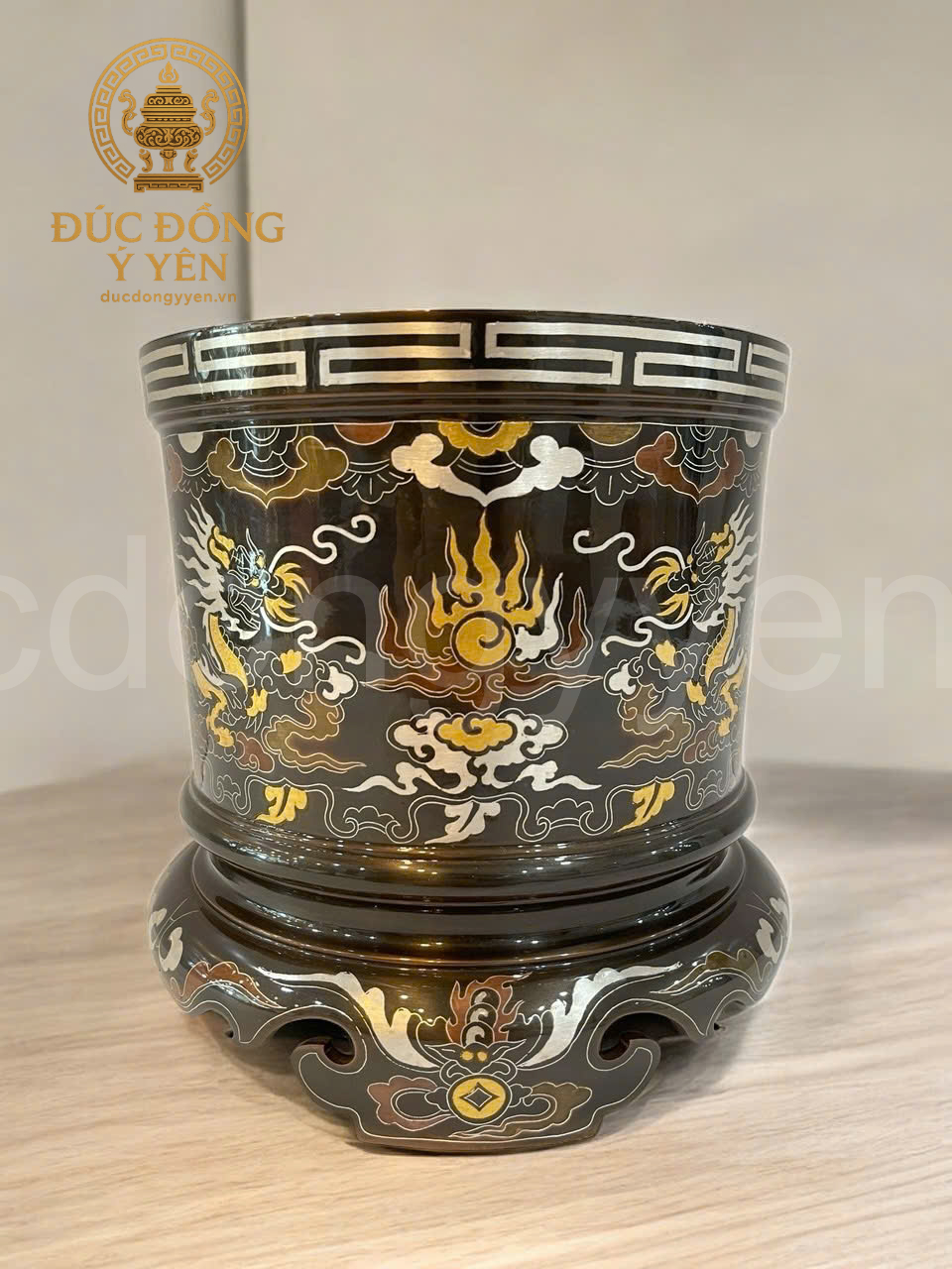 Bát hương đúc đồng đỏ khảm ngũ sắc kỹ _thumbnail_1