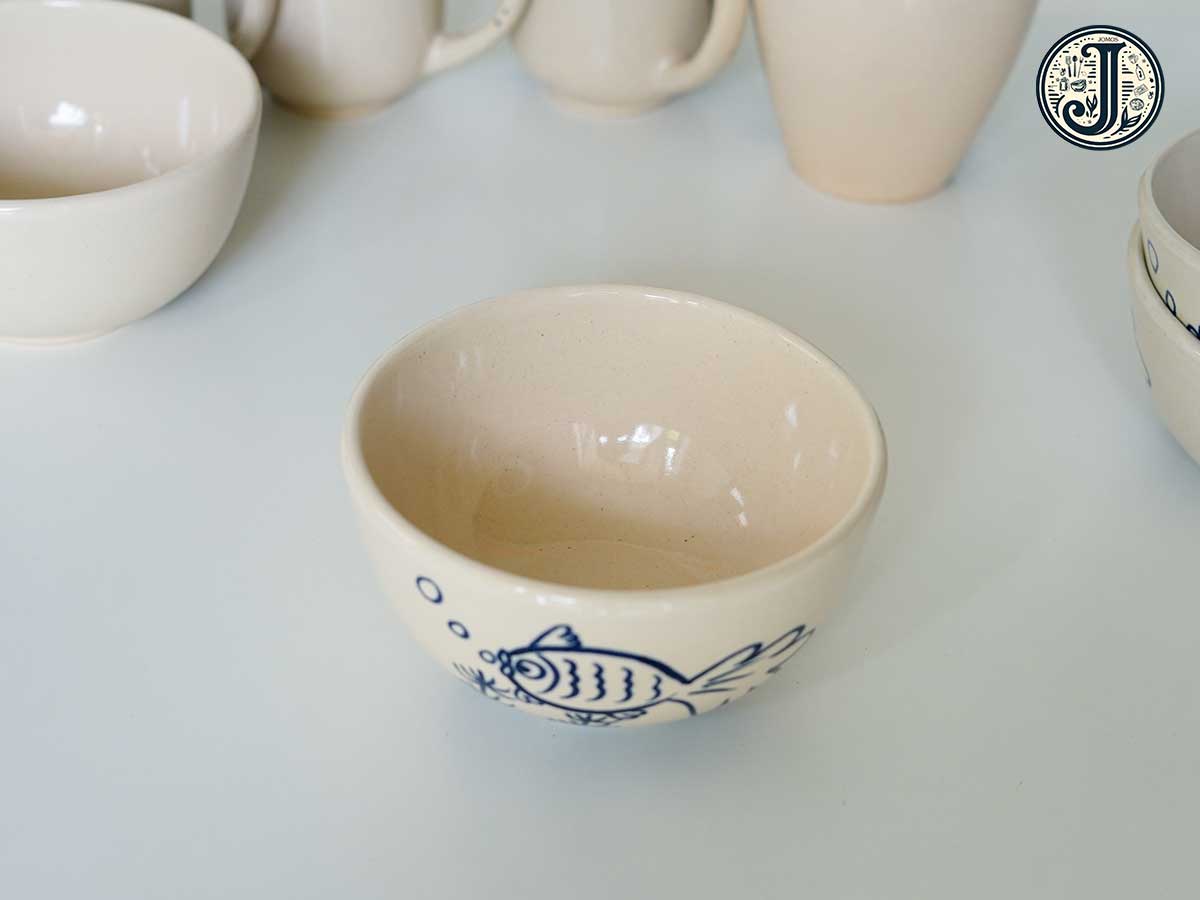 Tô canh 14cm gốm cao cấp cá ba đuôi J000329