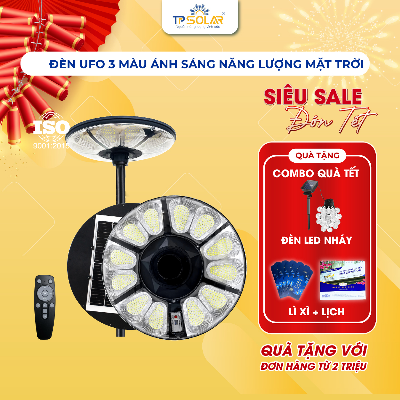 Đèn UFO hoa cúc 3 màu ánh sáng năng lượng mặt trời TP.UF11