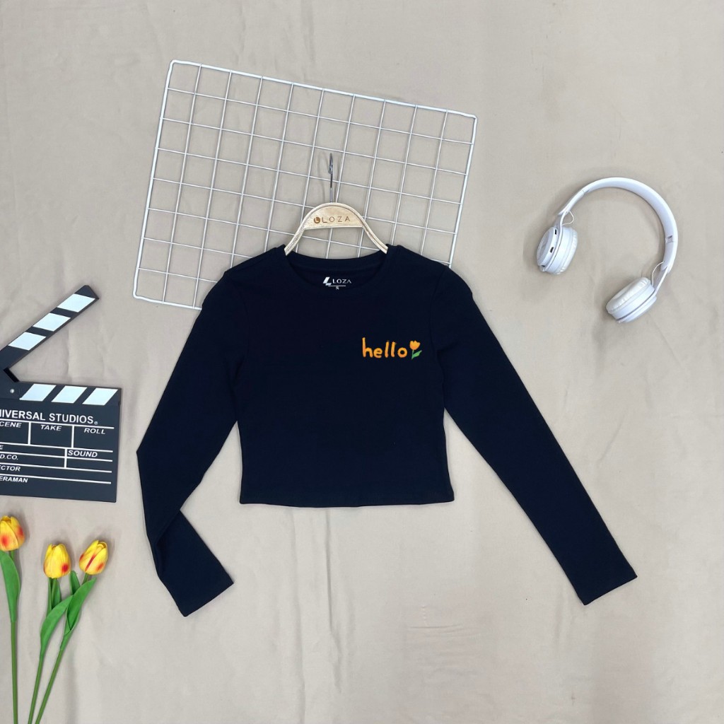 Áo croptop dài tay nữ in chữ thời trang - Áo thun dài tay thu đông LOZA G0105_thumbnail_6