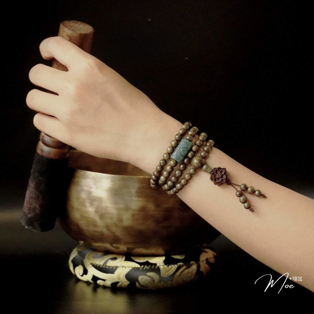 PT171 - Chuỗi vòng trầm tốc hoa sen mix lu thống đá tự nhiên_thumbnail_4