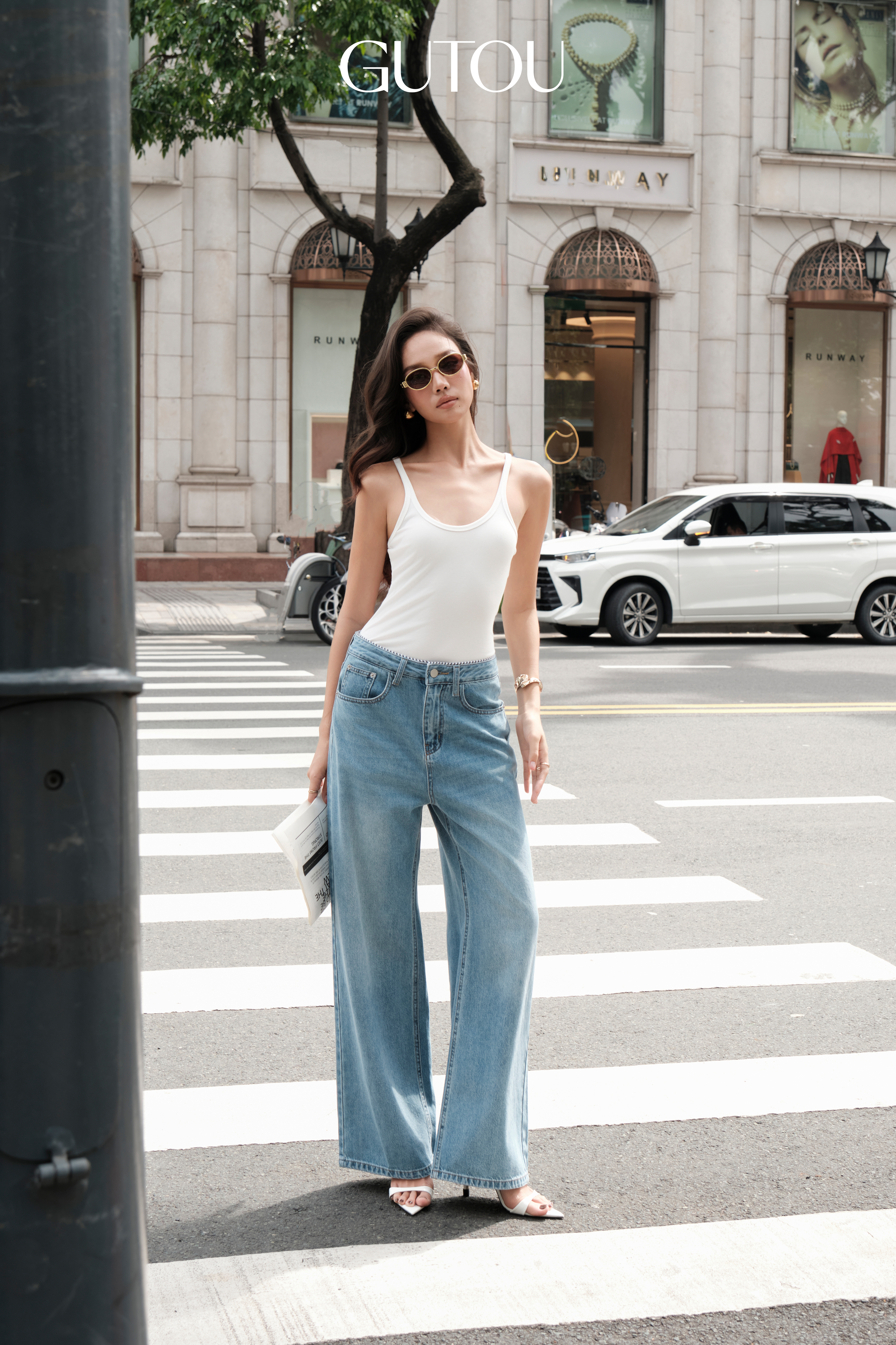 [ GUTOU ] Quần Jean Suông Trơn Lưng Kiểu New Style