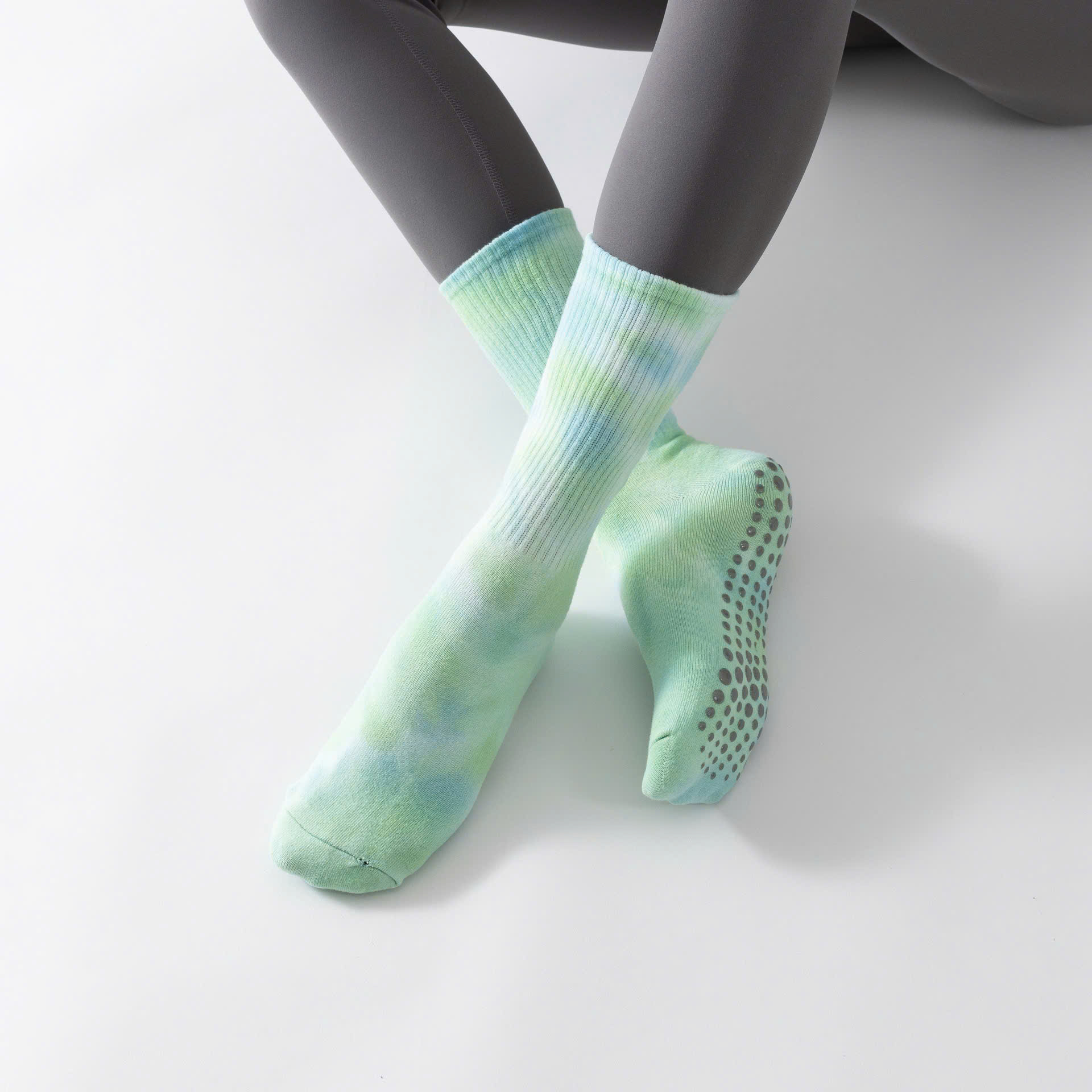 Vớ Yoga Nữ Cổ Cao, Tất Thể Thao Nữ Cotton Màu Loang Chống Trượt Thoáng Mát Co Dãn, Vớ Nữ Cổ Cao Yoga Cao Cấp_thumbnail_9