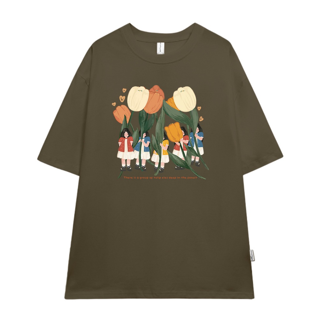 Áo thun nữ hoa tulip form rộng ATD201 Miucho chất vải cotton in Artwork_thumbnail_9