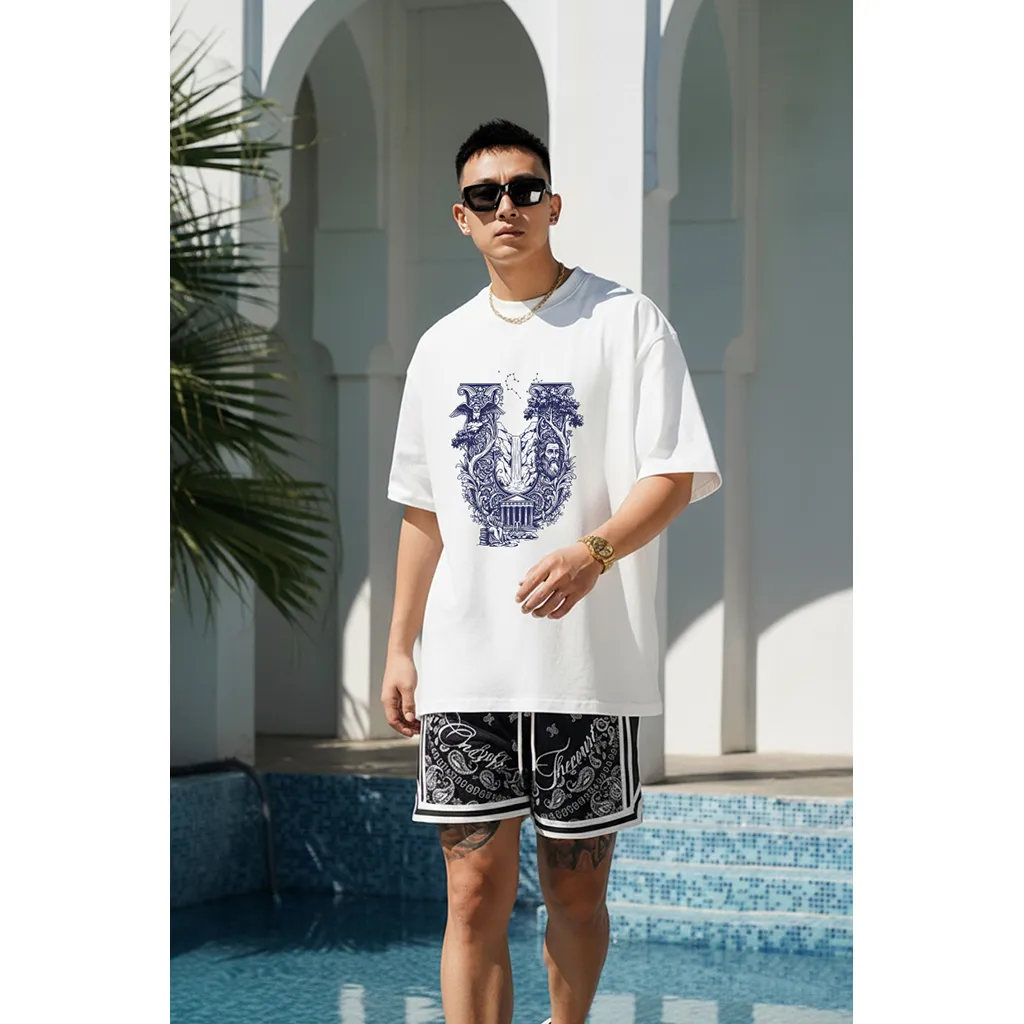 Áo phông form rộng nam tính Miucho Iconic vải cotton thoáng mát dày dặn chữ U in artwork 2766_thumbnail_4