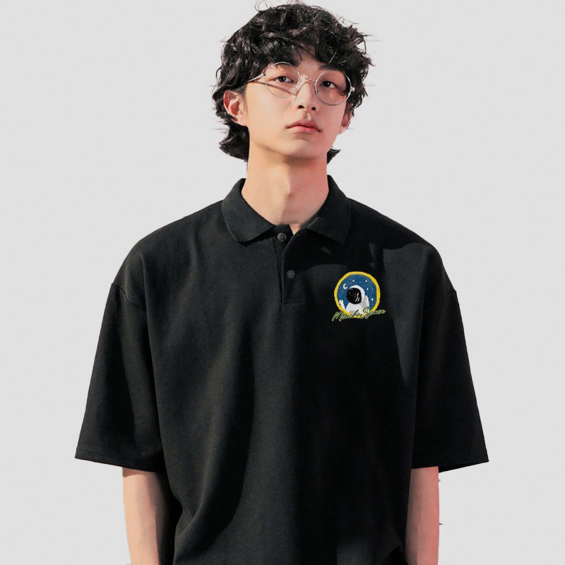 Polo nam đứng form tôn dáng PLD737 Miucho Man tay ngắn vải cotton Cổ trụ in graphic_thumbnail_2