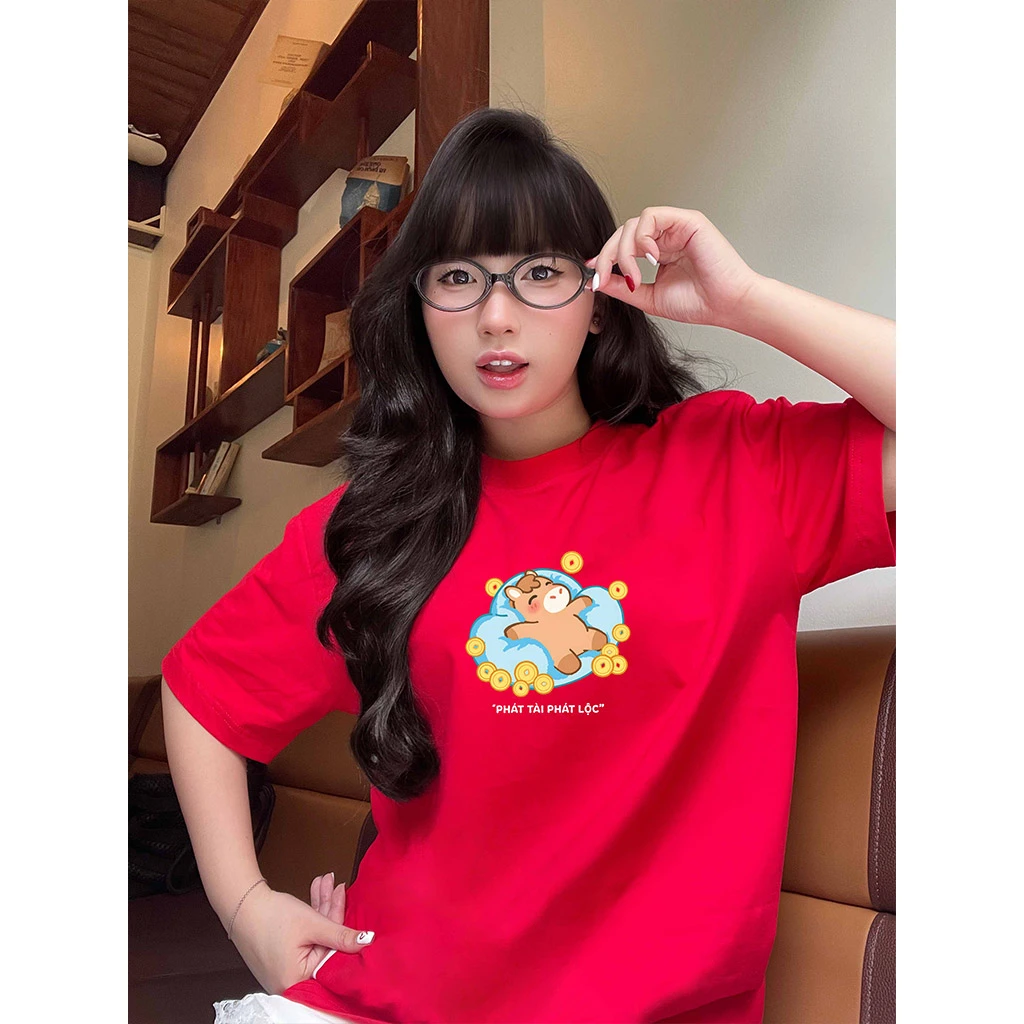 Áo thun form rộng unisex Miucho vải mềm mại tôn dáng thoáng mát Phát Tài Phát Lộc 2918_thumbnail_2