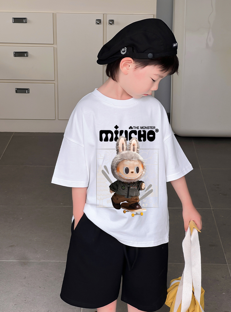 Áo thun bé trai labubu form rộng AED1498 Miucho Kid vải cotton thoáng mát cổ tròn in graphic_thumbnail_2