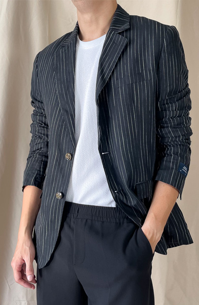 Mẫu áo khoác giả vest nam kẻ sọc