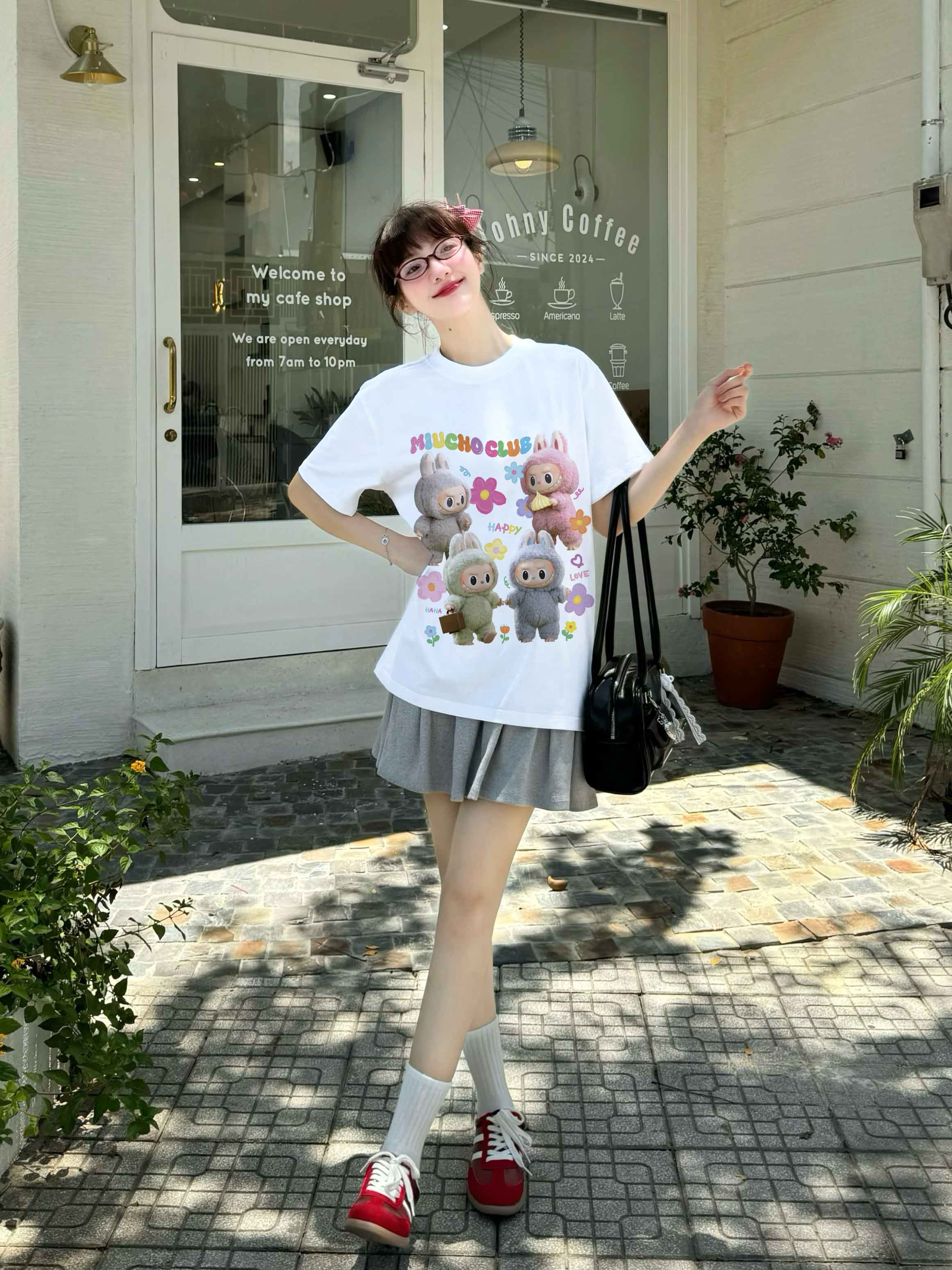 Áo thun labubu dễ thương form rộng nhiều màu ATD1452 Miucho vải cotton cổ tròn in mix_thumbnail_6